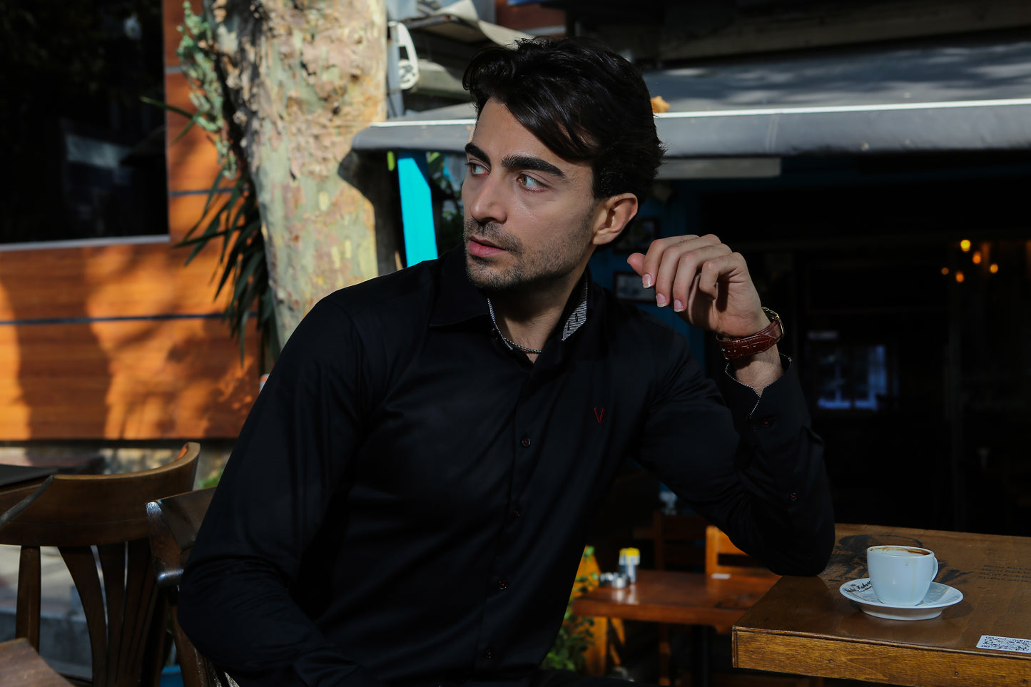 Black Fly collar Dress shirt2
