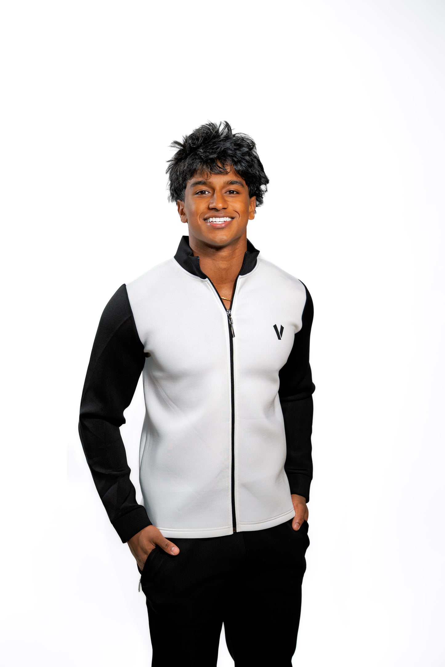 Valnti White Zip-Up Jacket for Sports & Casual Wear