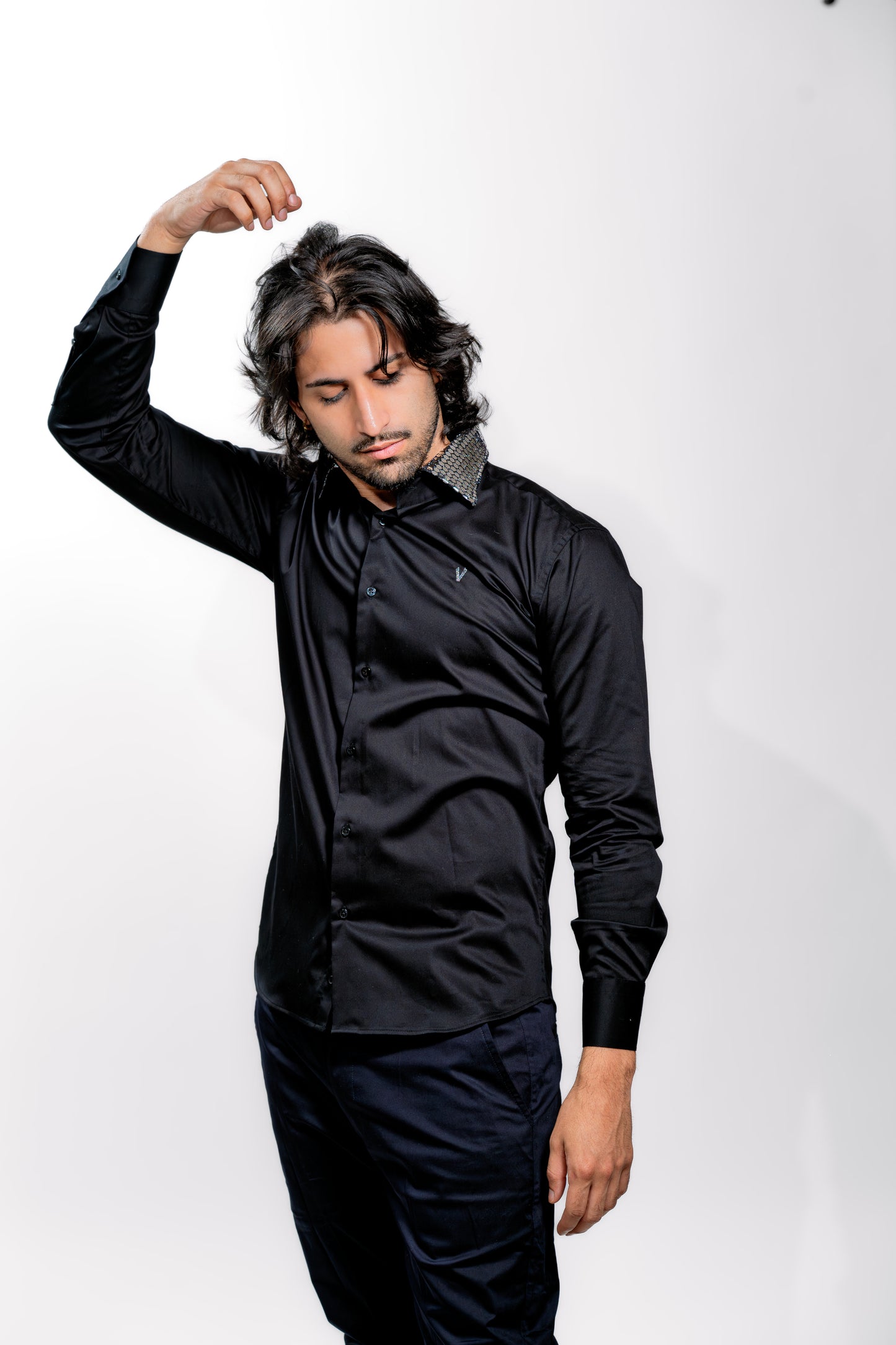 Men’s Black Satin Luxury Wedding Shirt