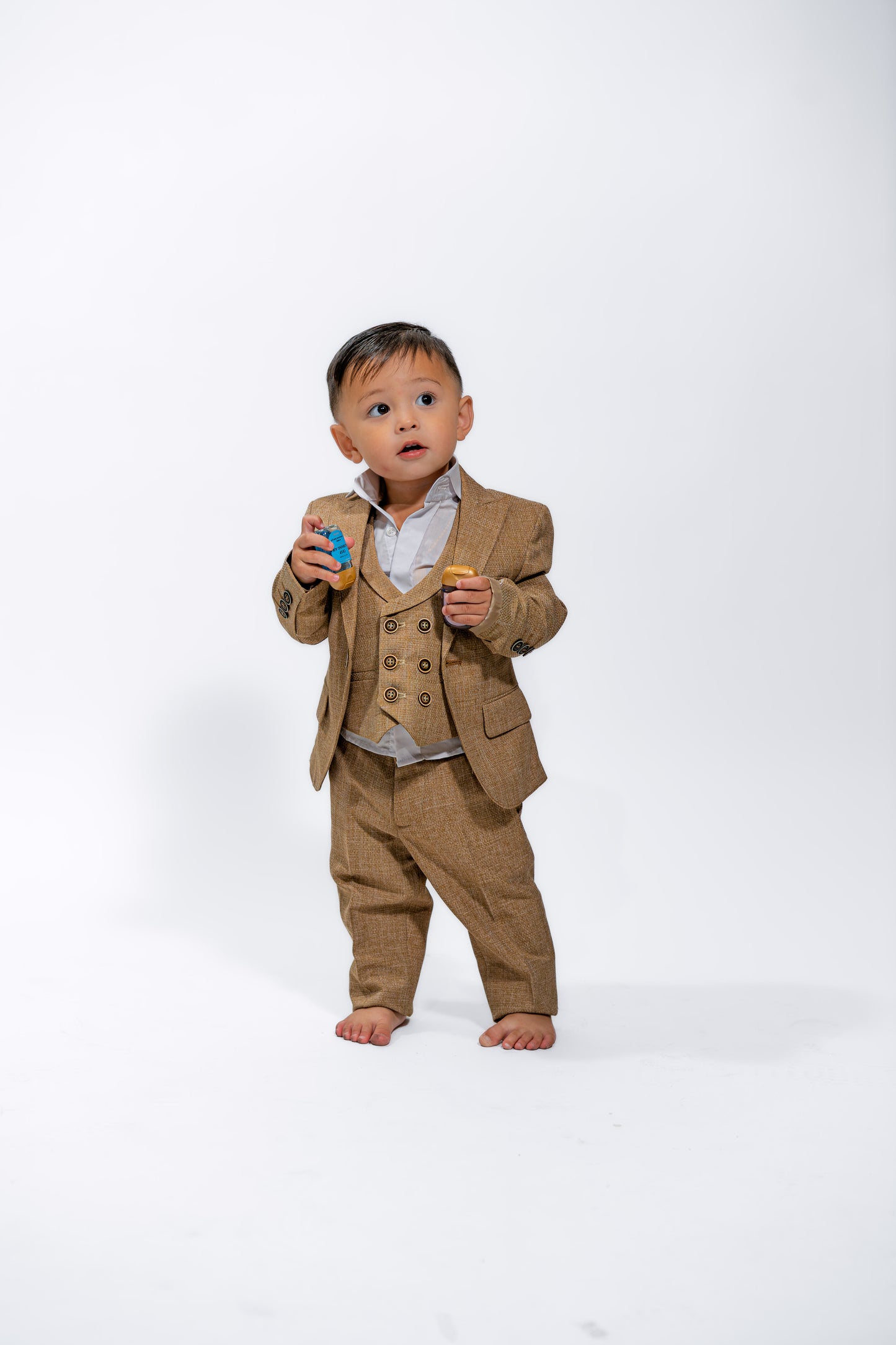 Toddler Boys Beige Wedding Suit Set