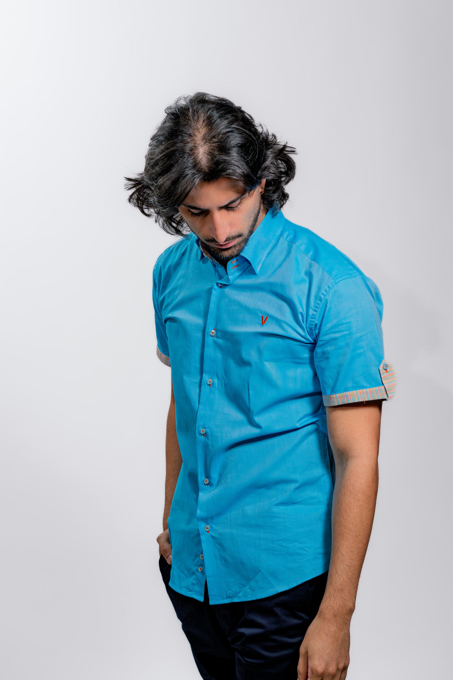 Men’s Aqua Blue Premium Party Shirt