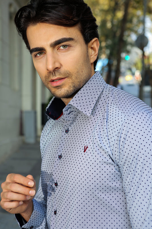 Light Blue Shirt with Polka Dot