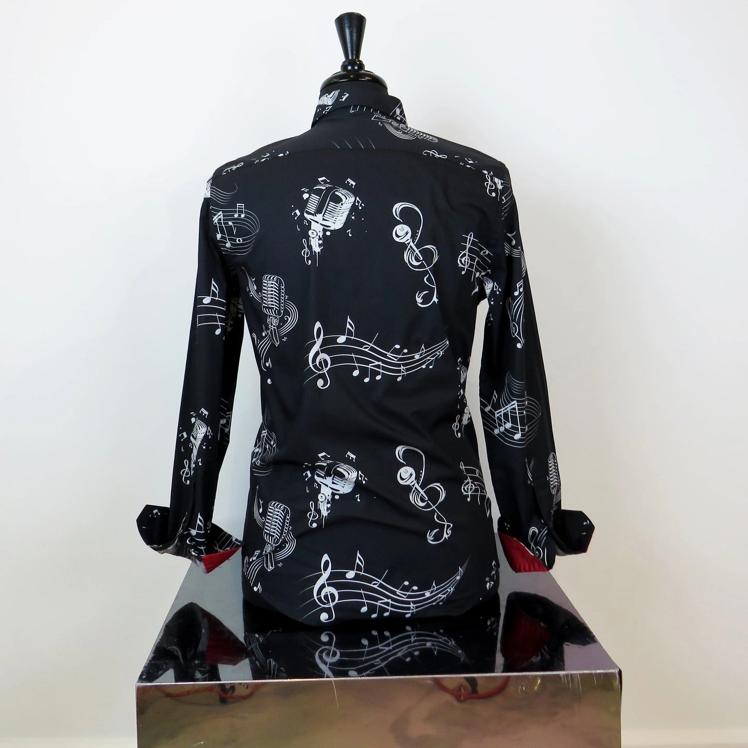 Valnti black shirt with music notes pattern