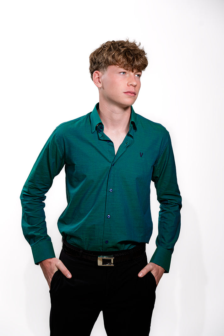 Valnti Teal Long-Sleeve Button-Up Shirt
