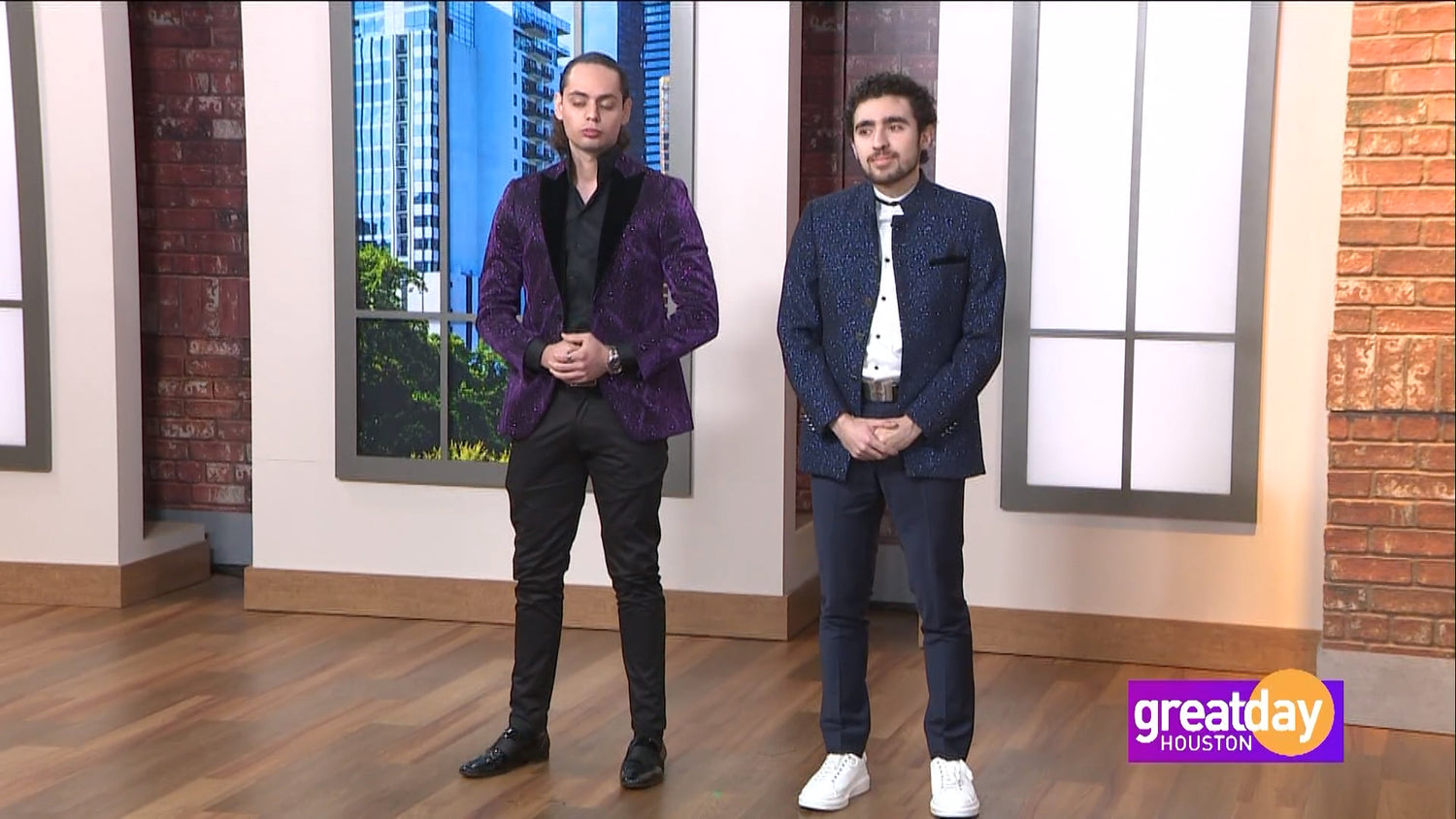 purple and blue suit party wear