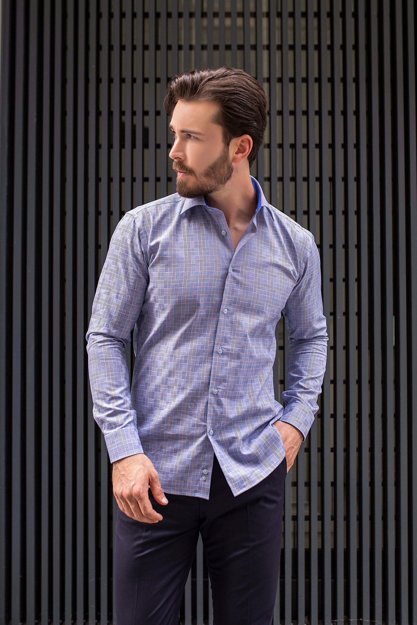 Prince of Whales Checkered Moda Dress Shirt