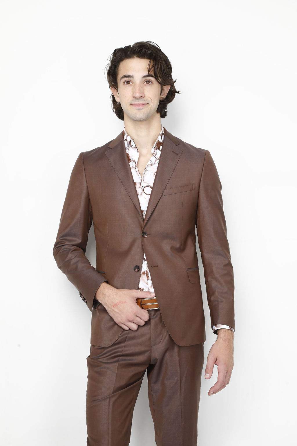 Copper Wool Suit With Combination Of Shirt