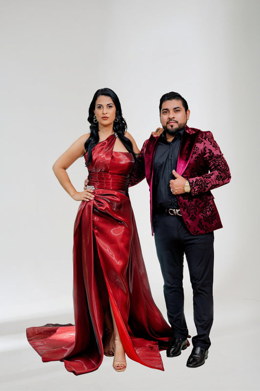Luxury Red One-Shoulder Party Dress