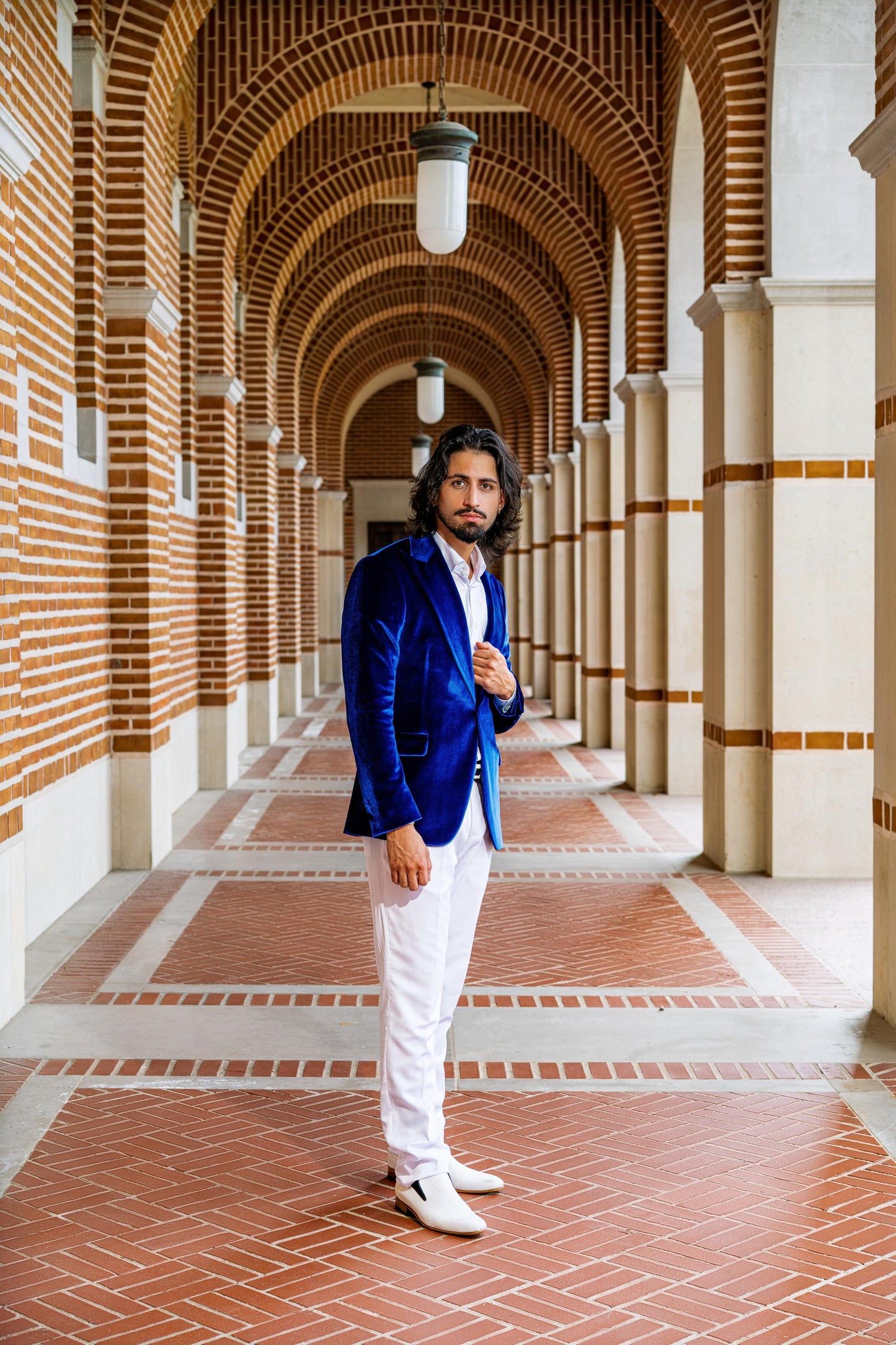 Luxury Royal Blue Velvet Blazer for Men