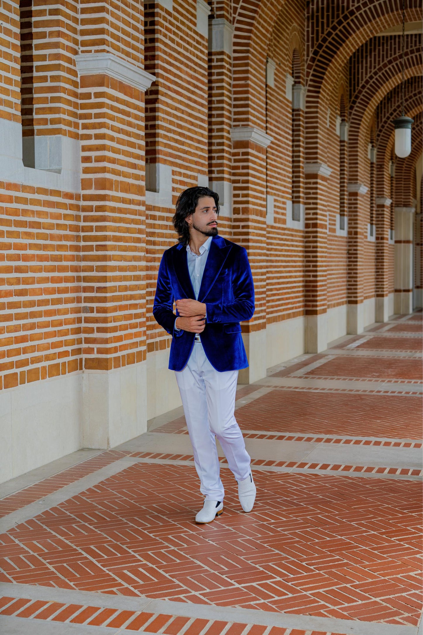 Luxury Royal Blue Velvet Blazer for Men