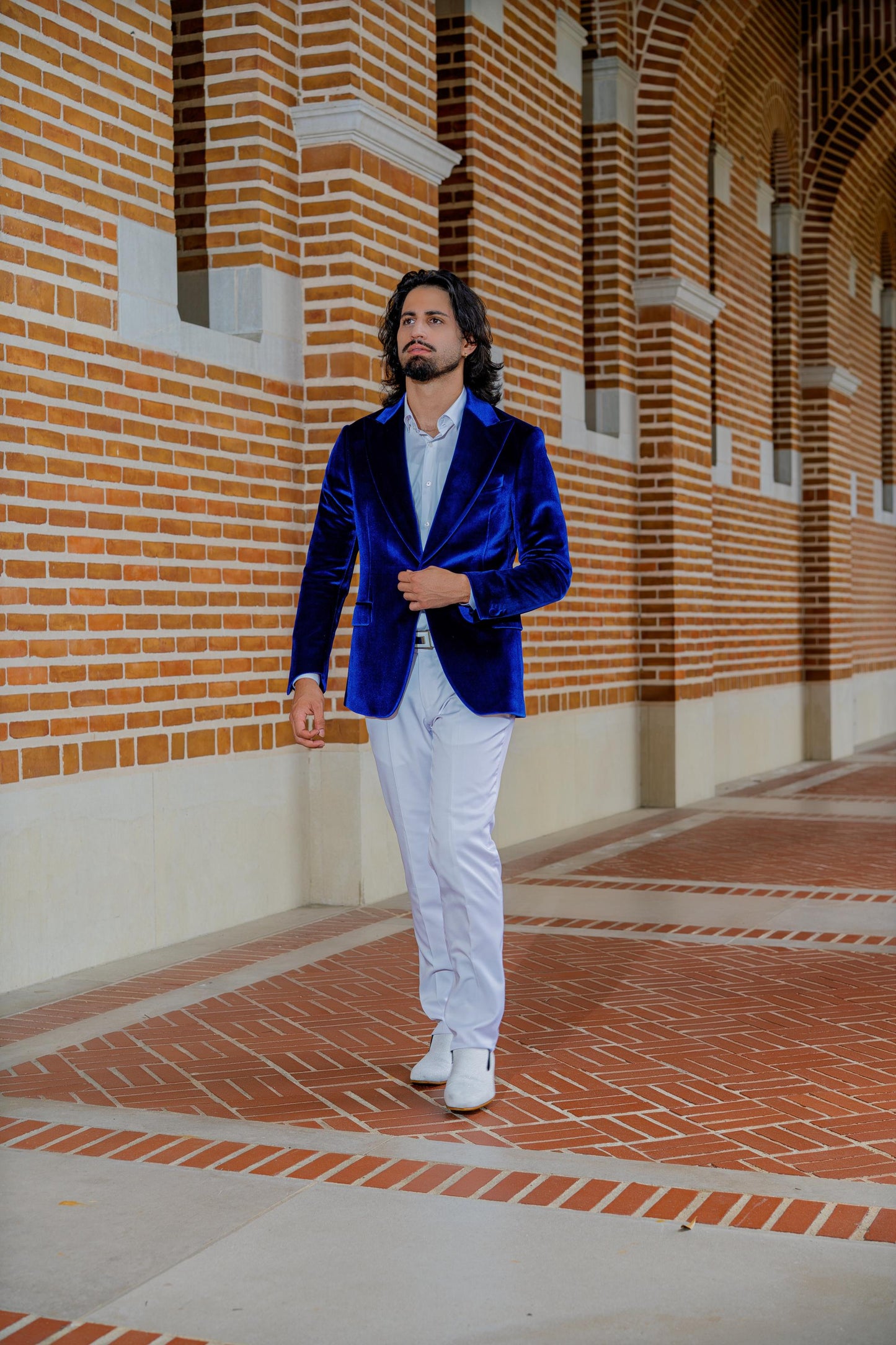 Luxury Royal Blue Velvet Blazer for Men