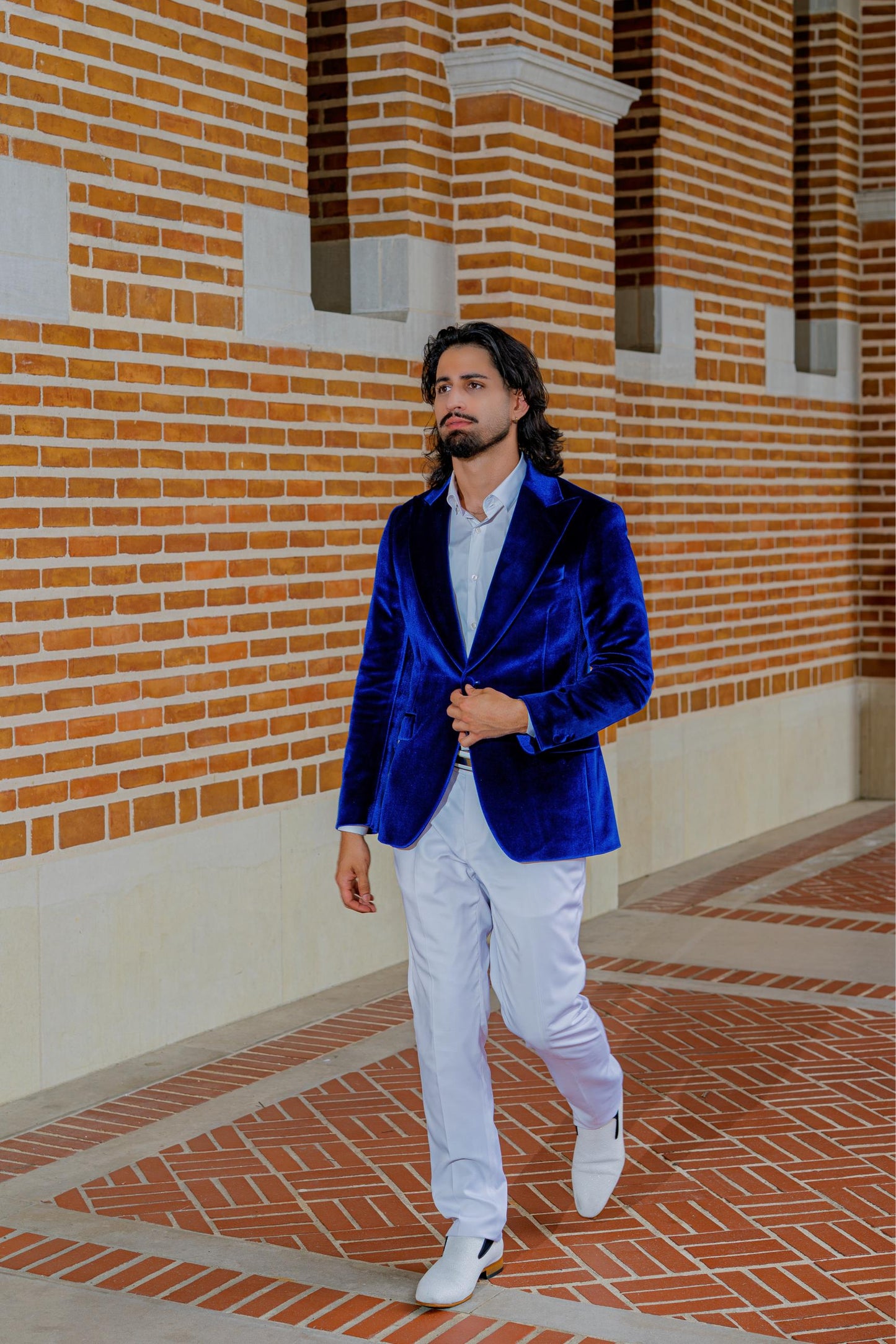 Luxury Royal Blue Velvet Blazer for Men