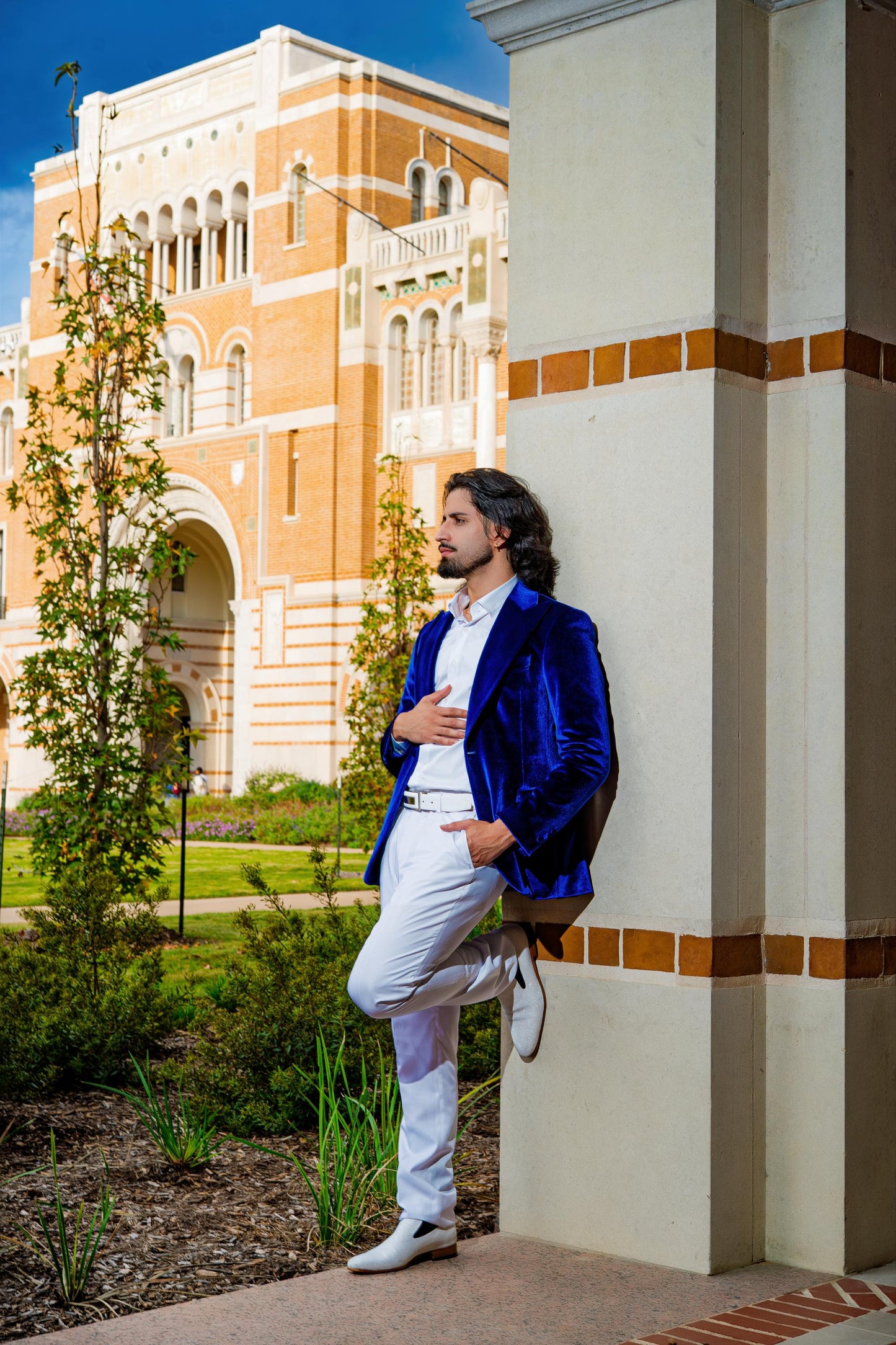 Luxury Royal Blue Velvet Blazer for Men