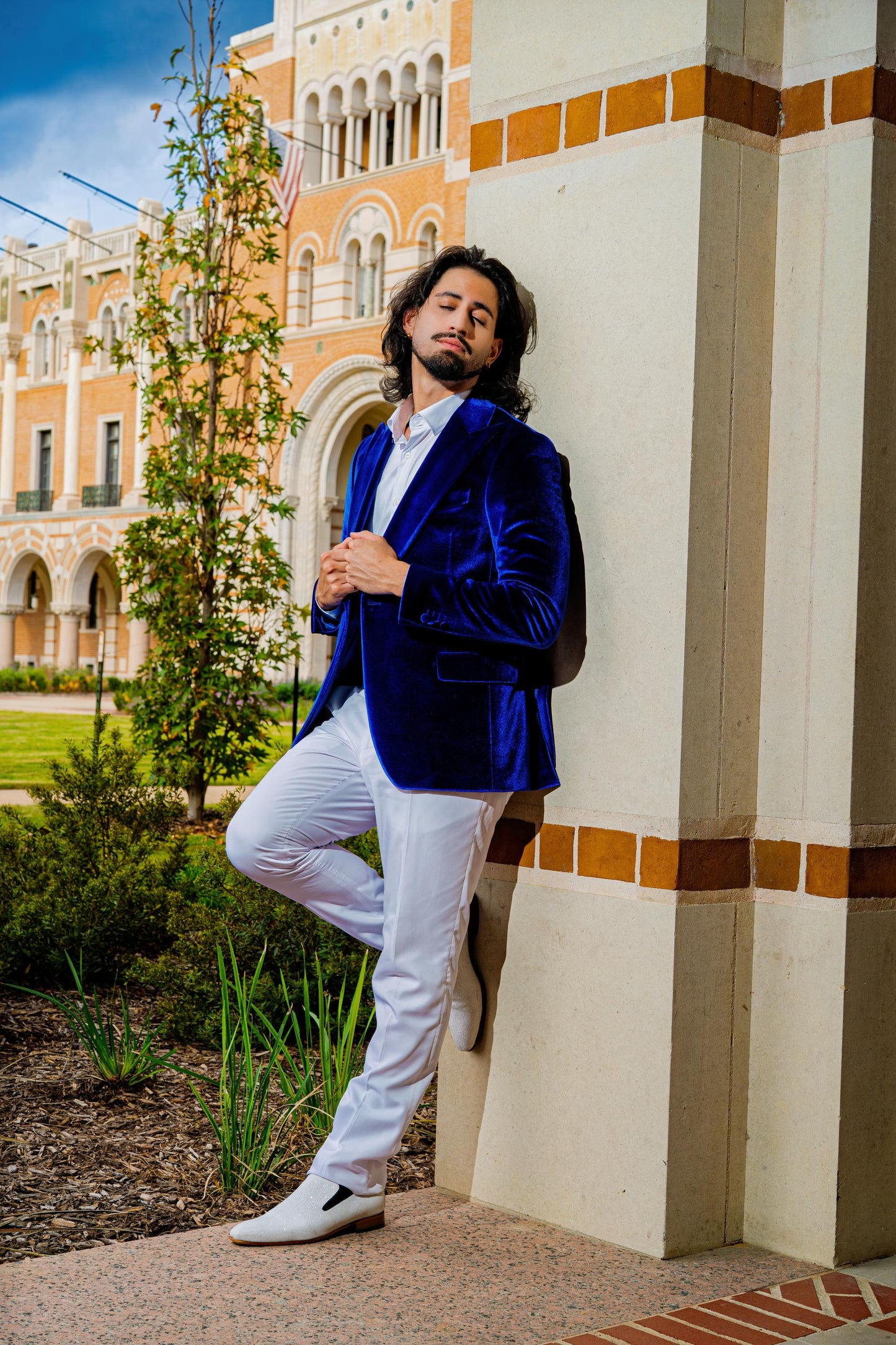 Luxury Royal Blue Velvet Blazer for Men
