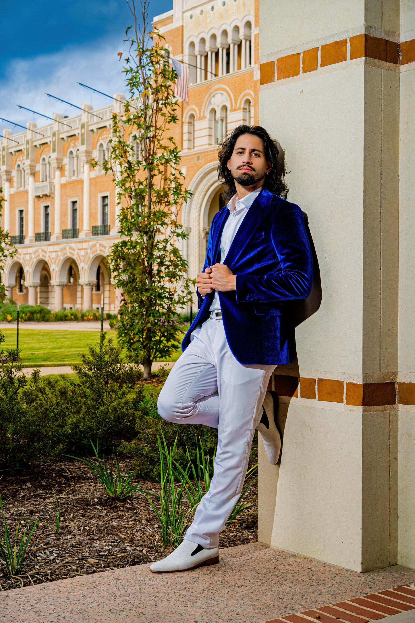 Luxury Royal Blue Velvet Blazer for Men