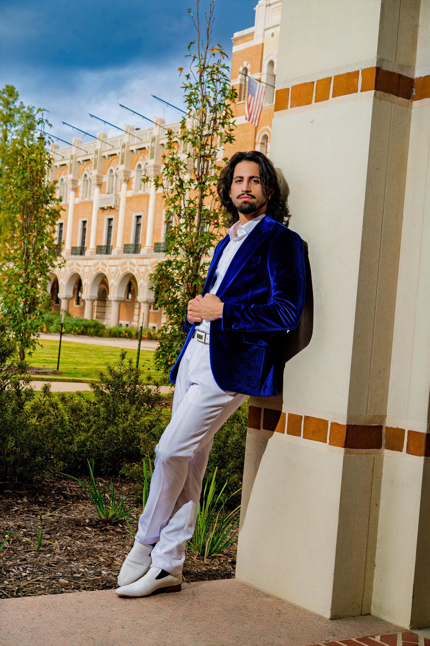 Luxury Royal Blue Velvet Blazer for Men