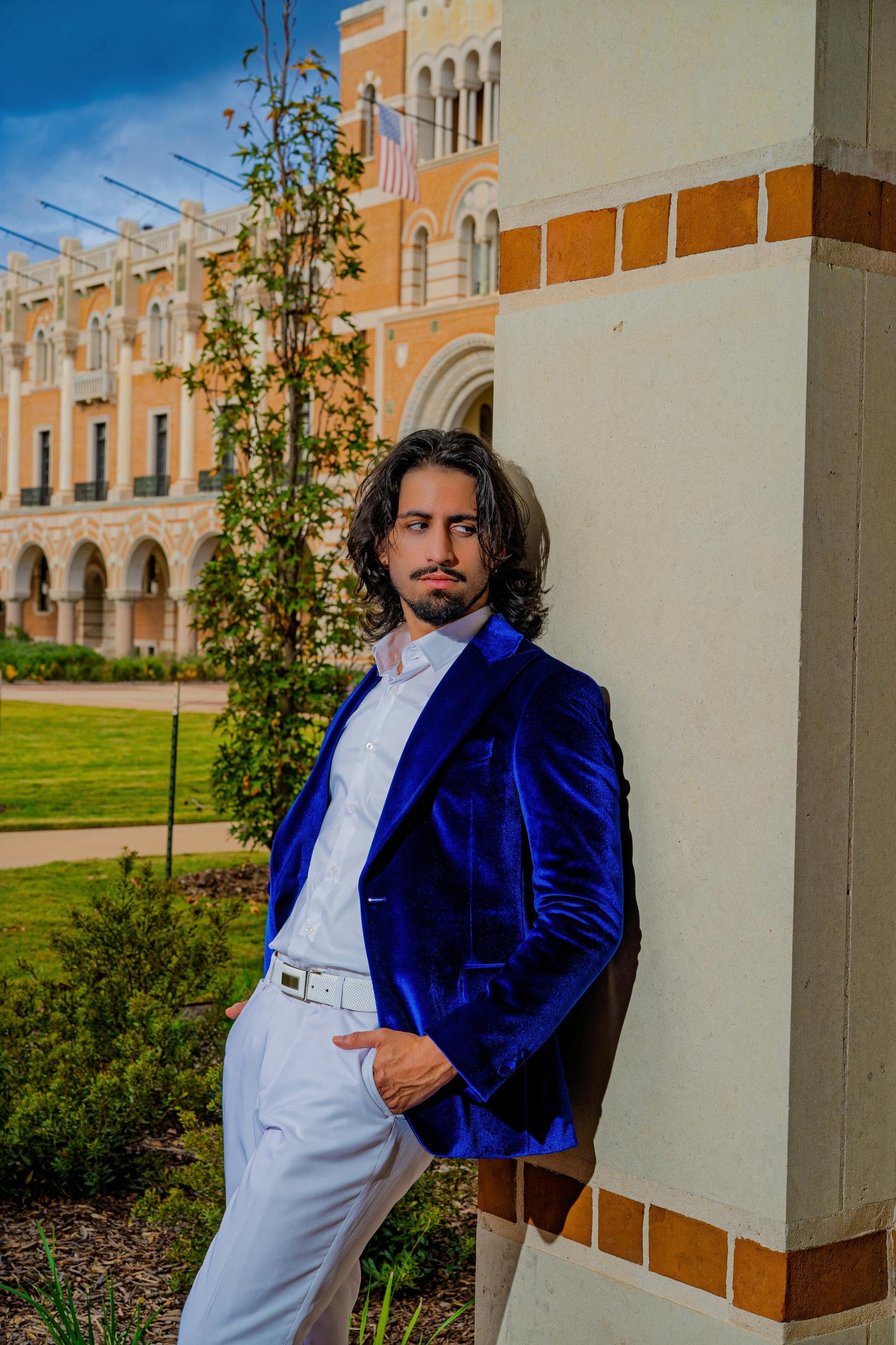 Luxury Royal Blue Velvet Blazer for Men