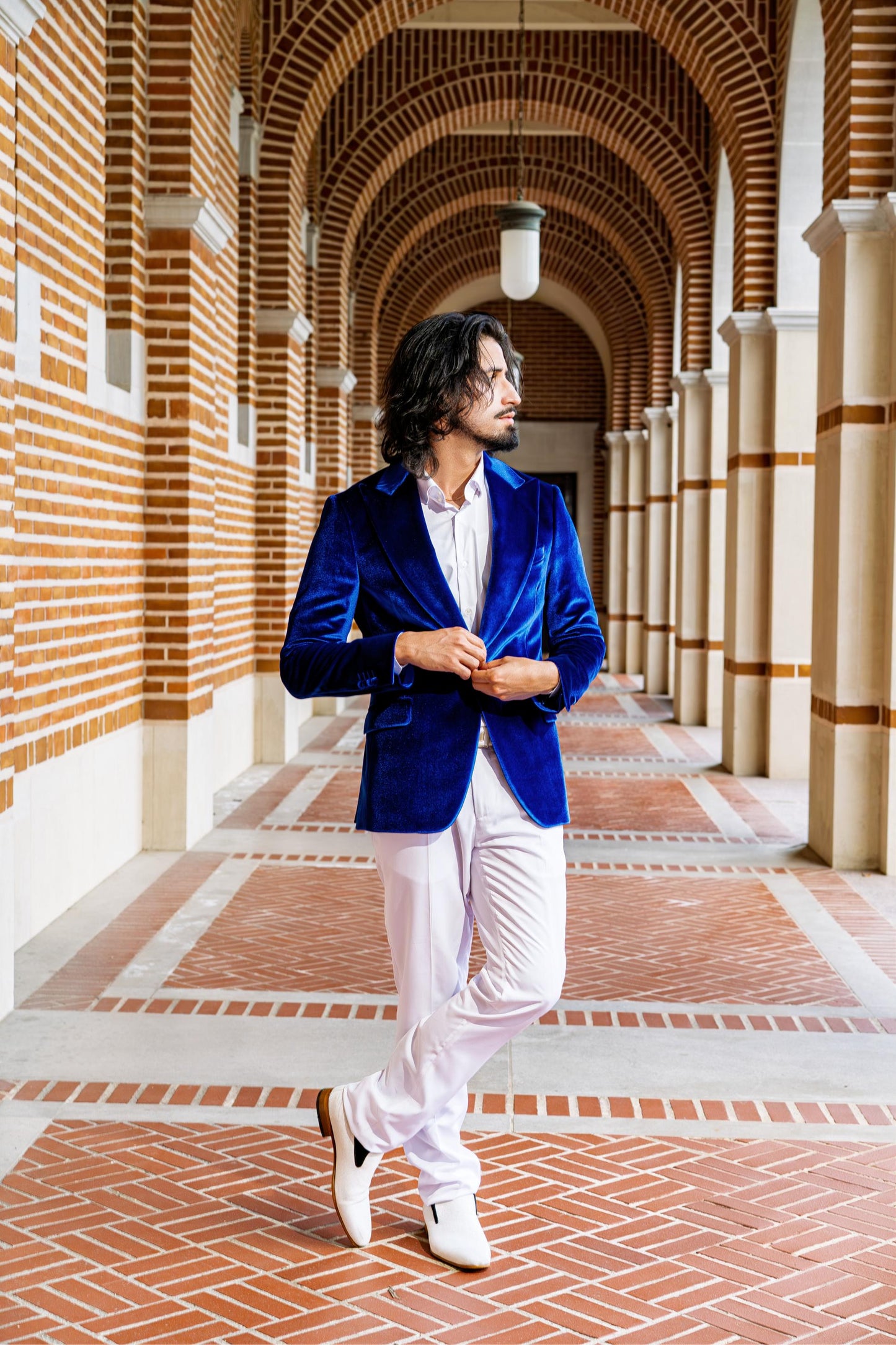 Luxury Royal Blue Velvet Blazer for Men