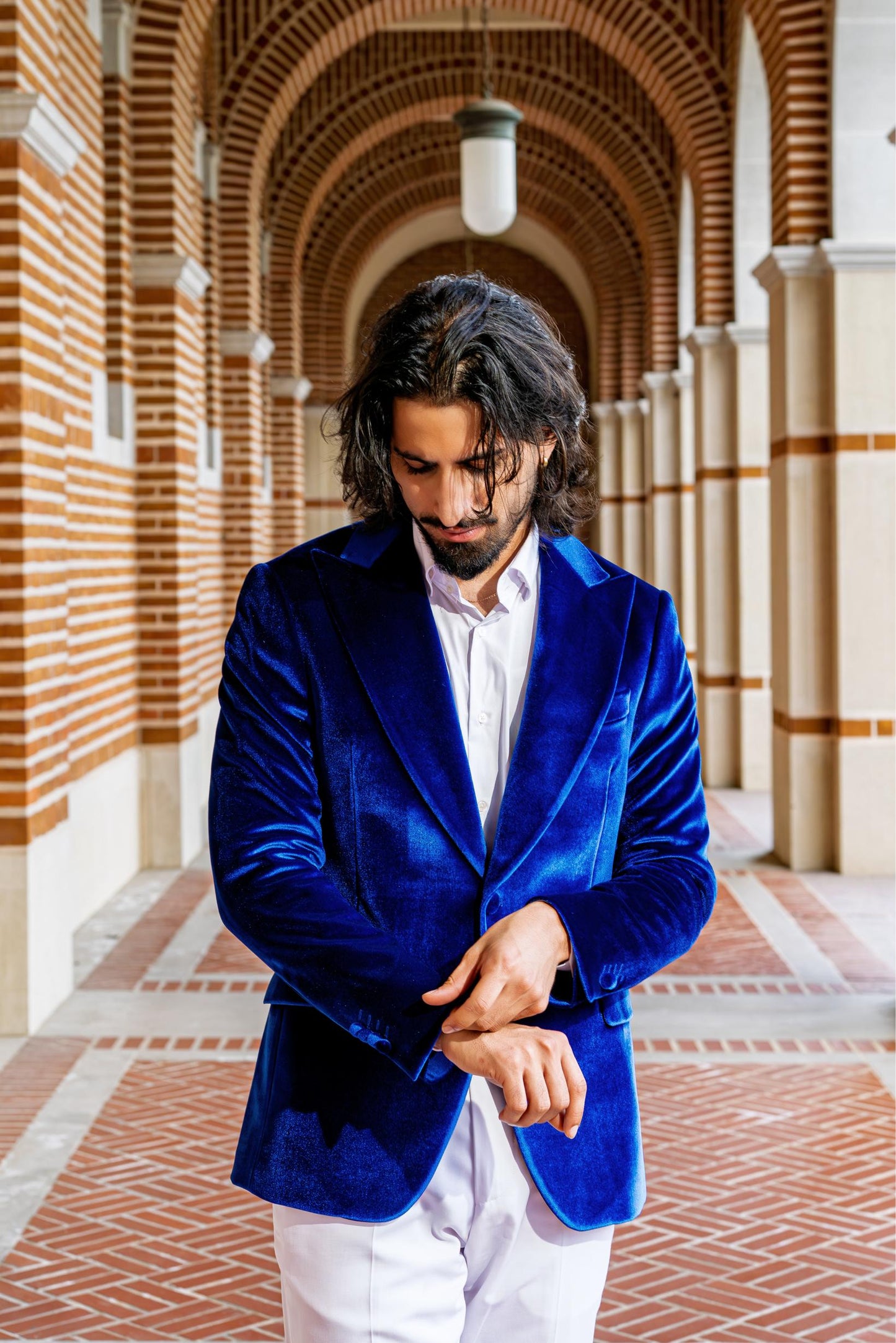 Luxury Royal Blue Velvet Blazer for Men