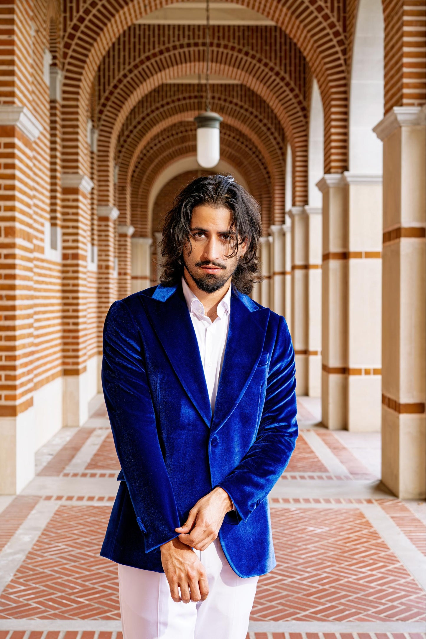 Luxury Royal Blue Velvet Blazer for Men