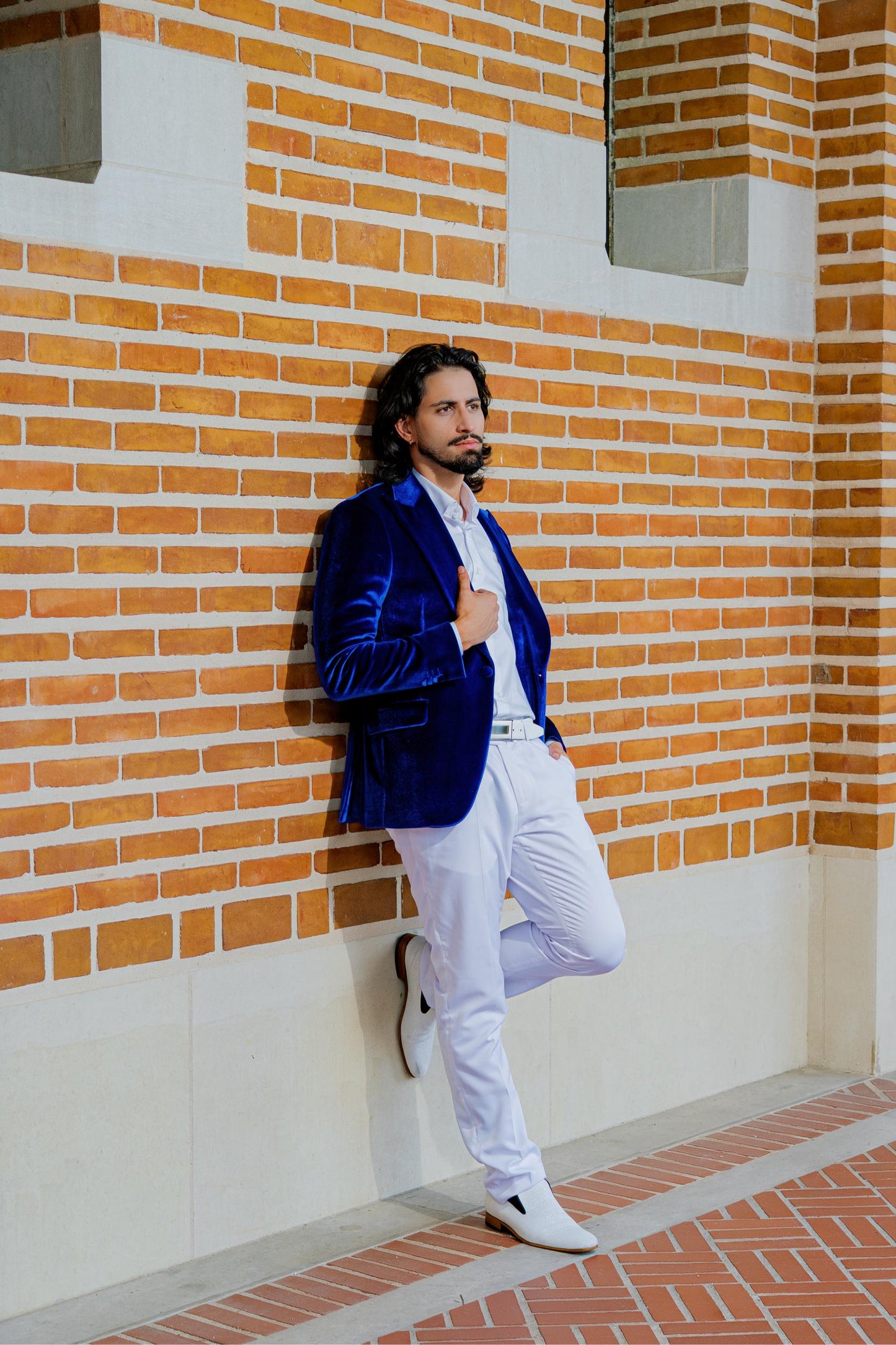 Luxury Royal Blue Velvet Blazer for Men