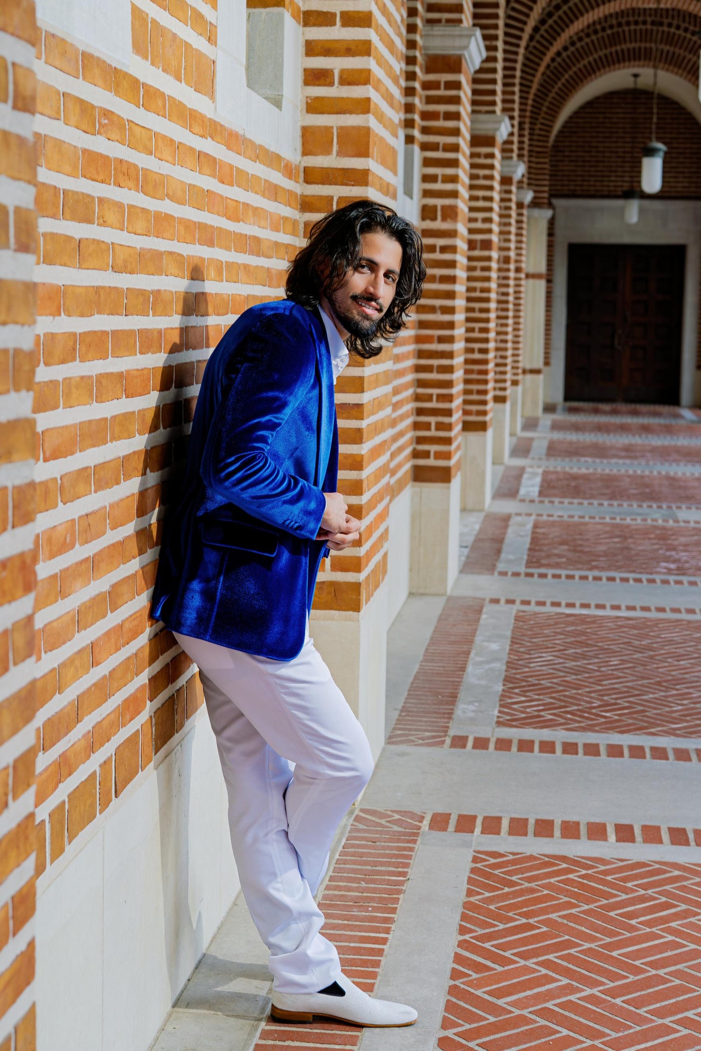 Luxury Royal Blue Velvet Blazer for Men