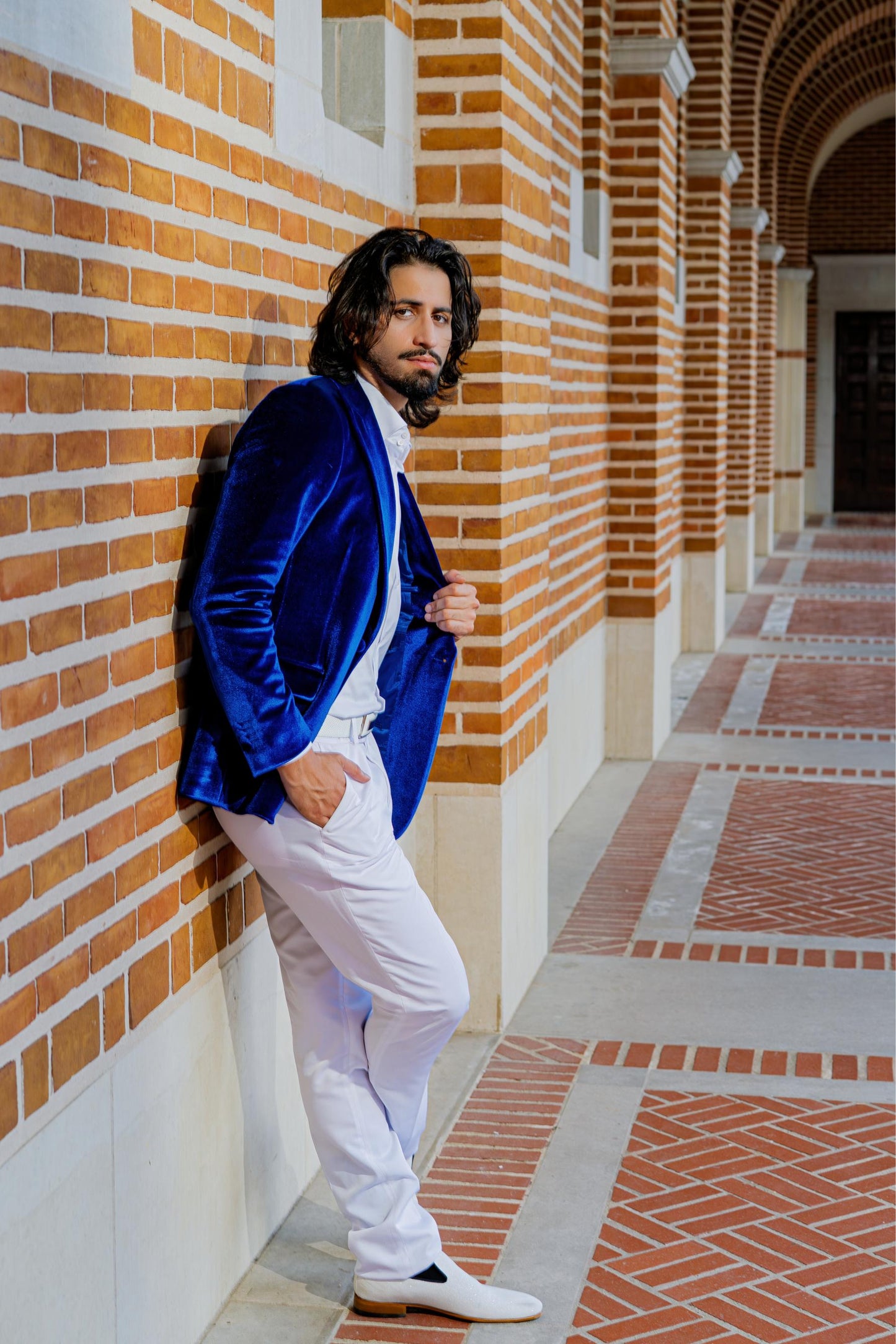 Luxury Royal Blue Velvet Blazer for Men