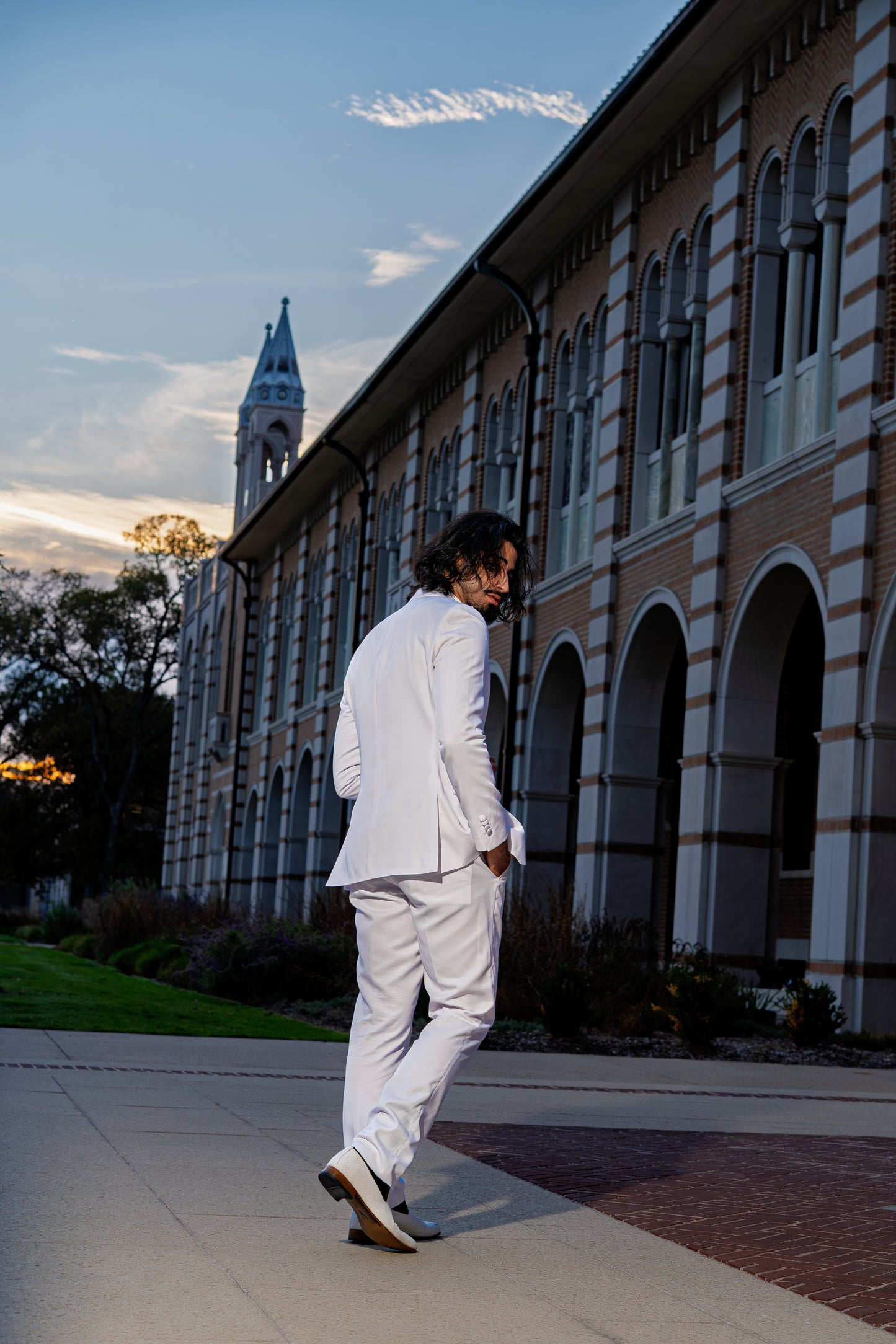 Elegant all-white formal styling
