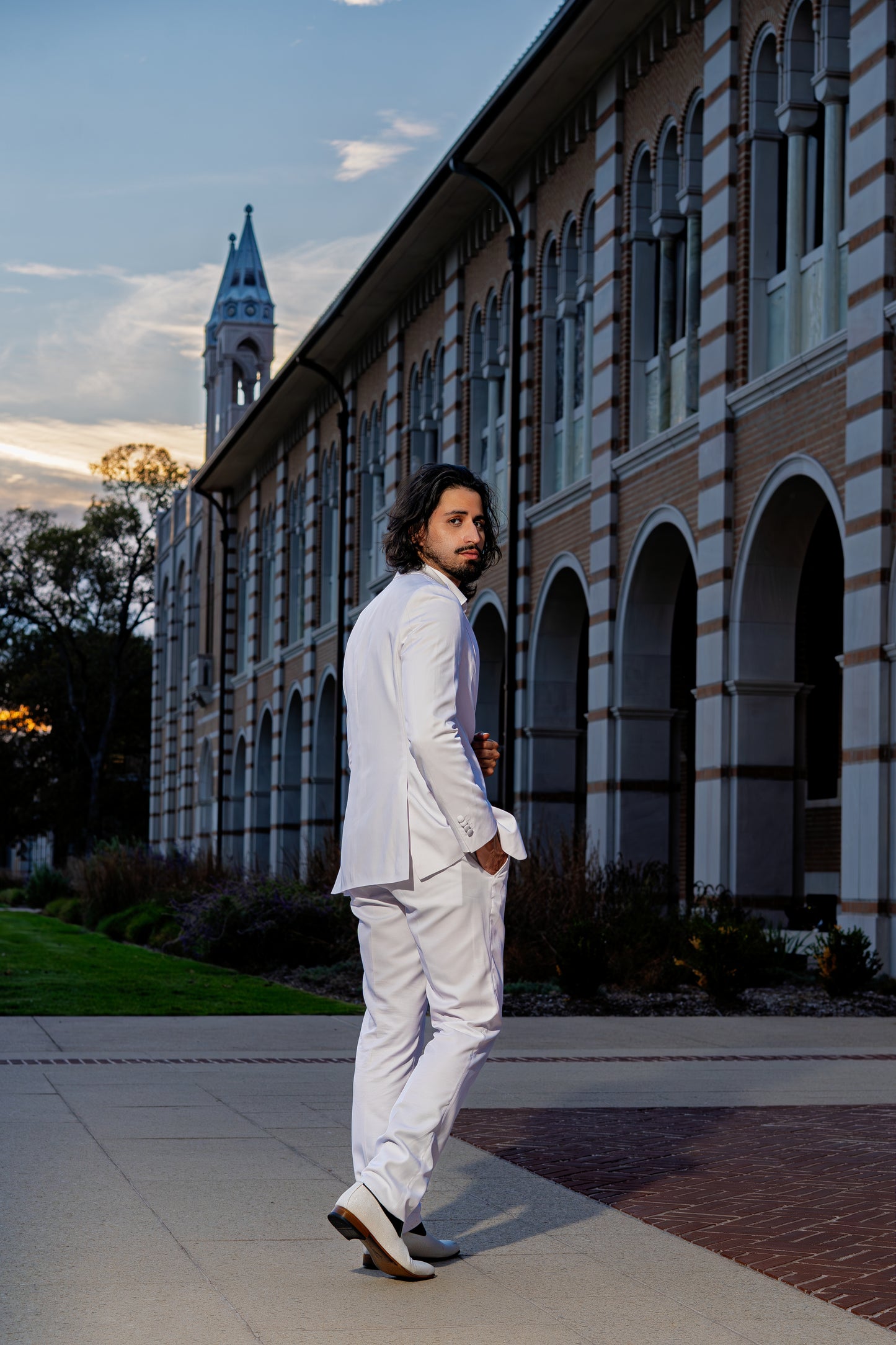 Elegant all-white formal styling