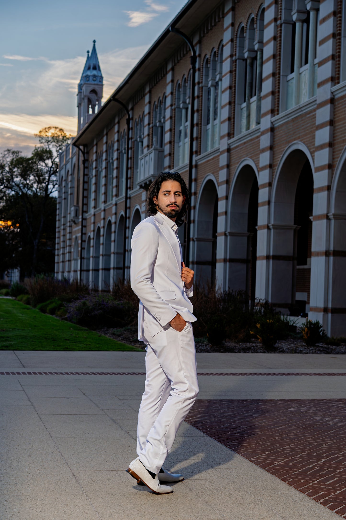 Elegant all-white formal styling