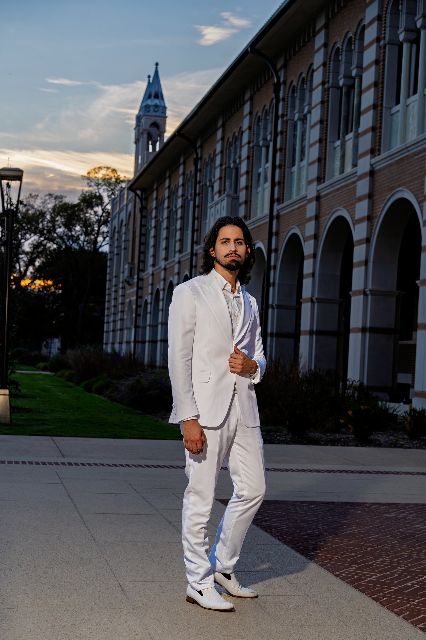 Elegant all-white formal styling