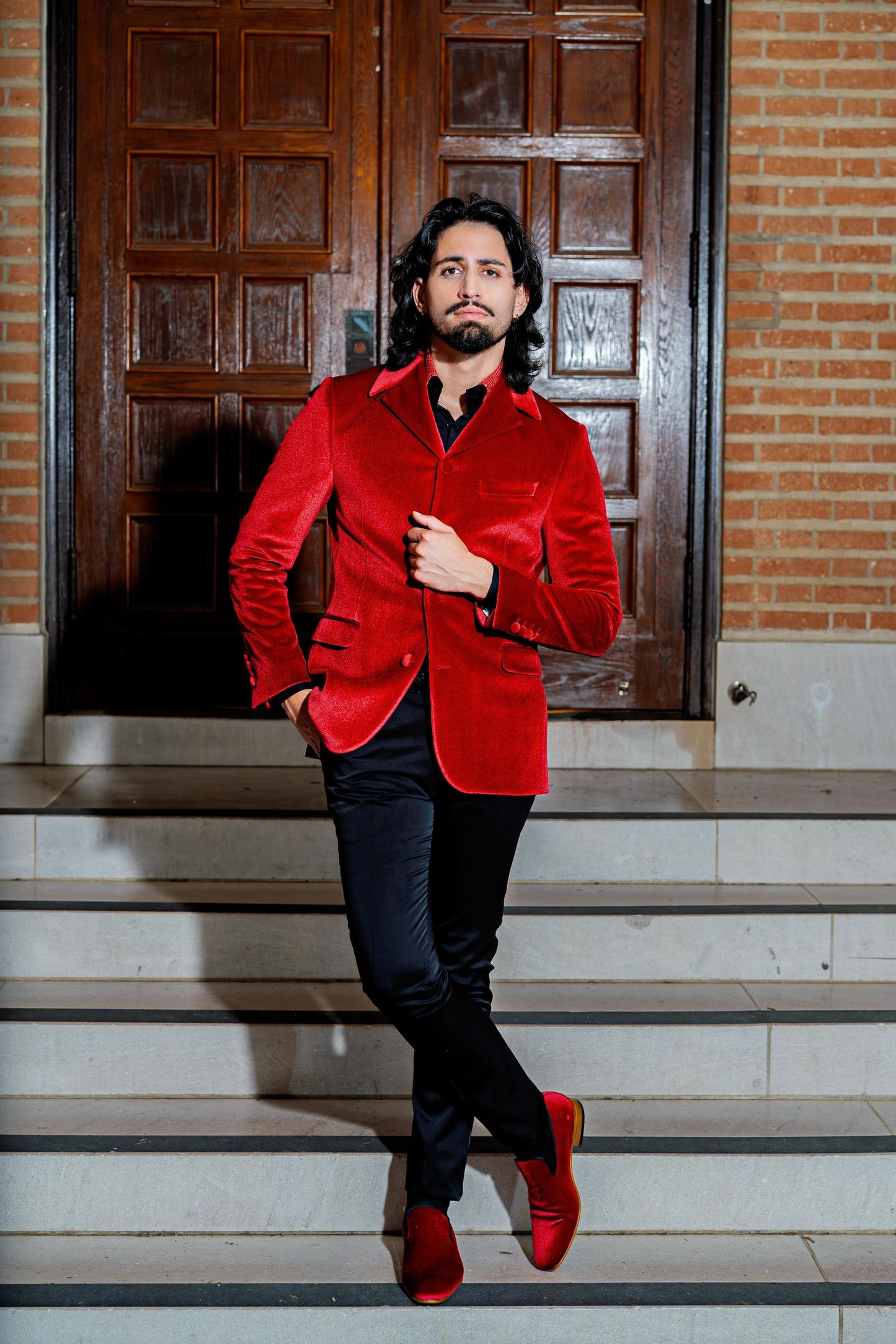 Ruby Red Designer Evening Jacket