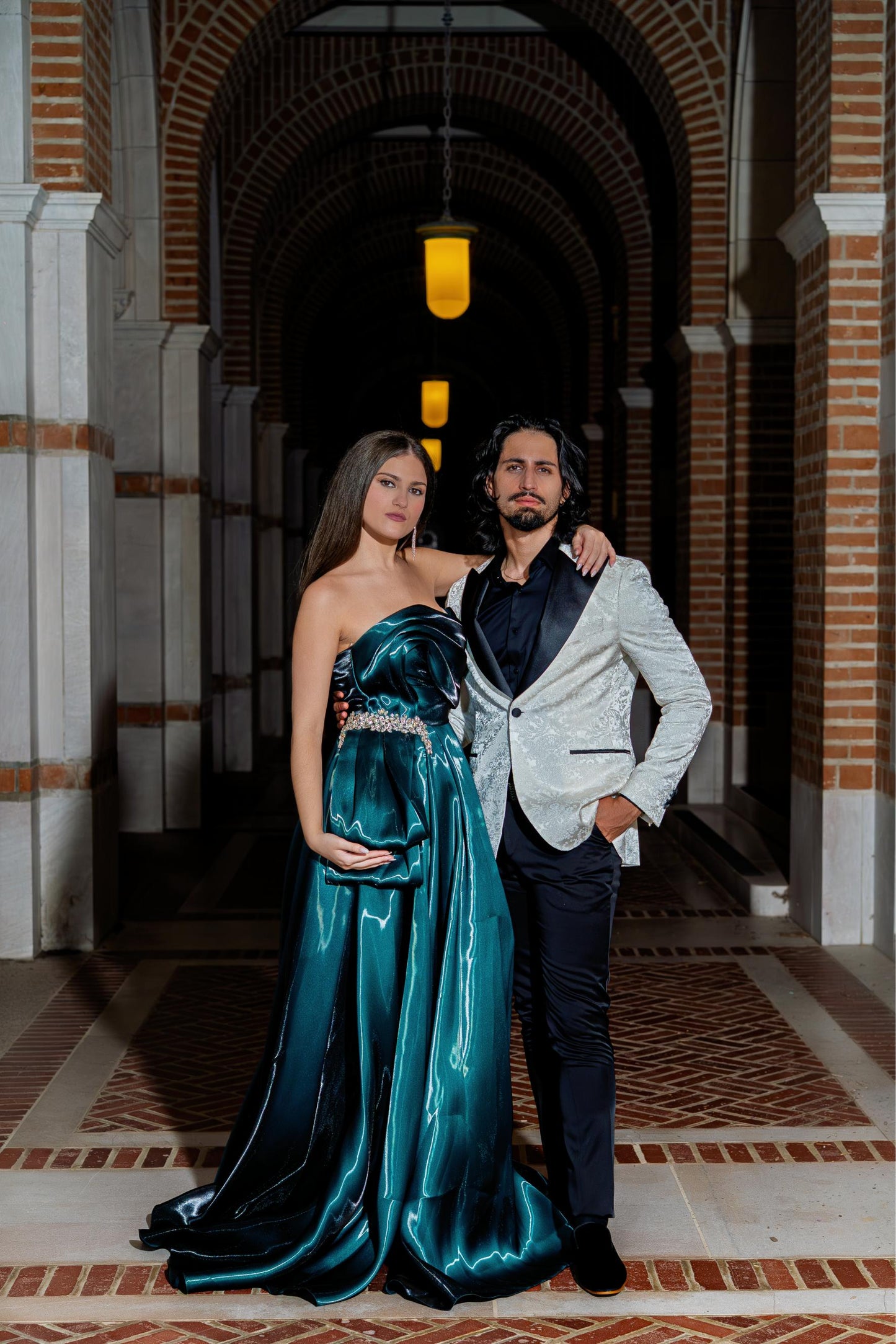 Elegant couple eveningwear styling