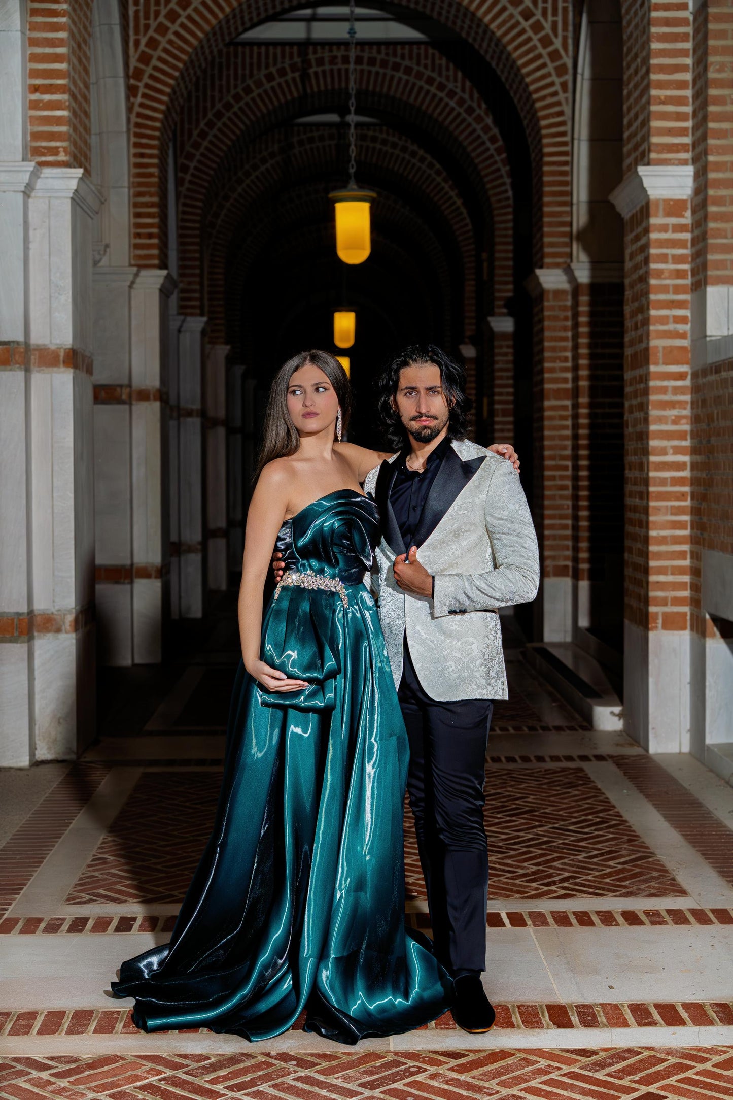 Elegant couple eveningwear styling