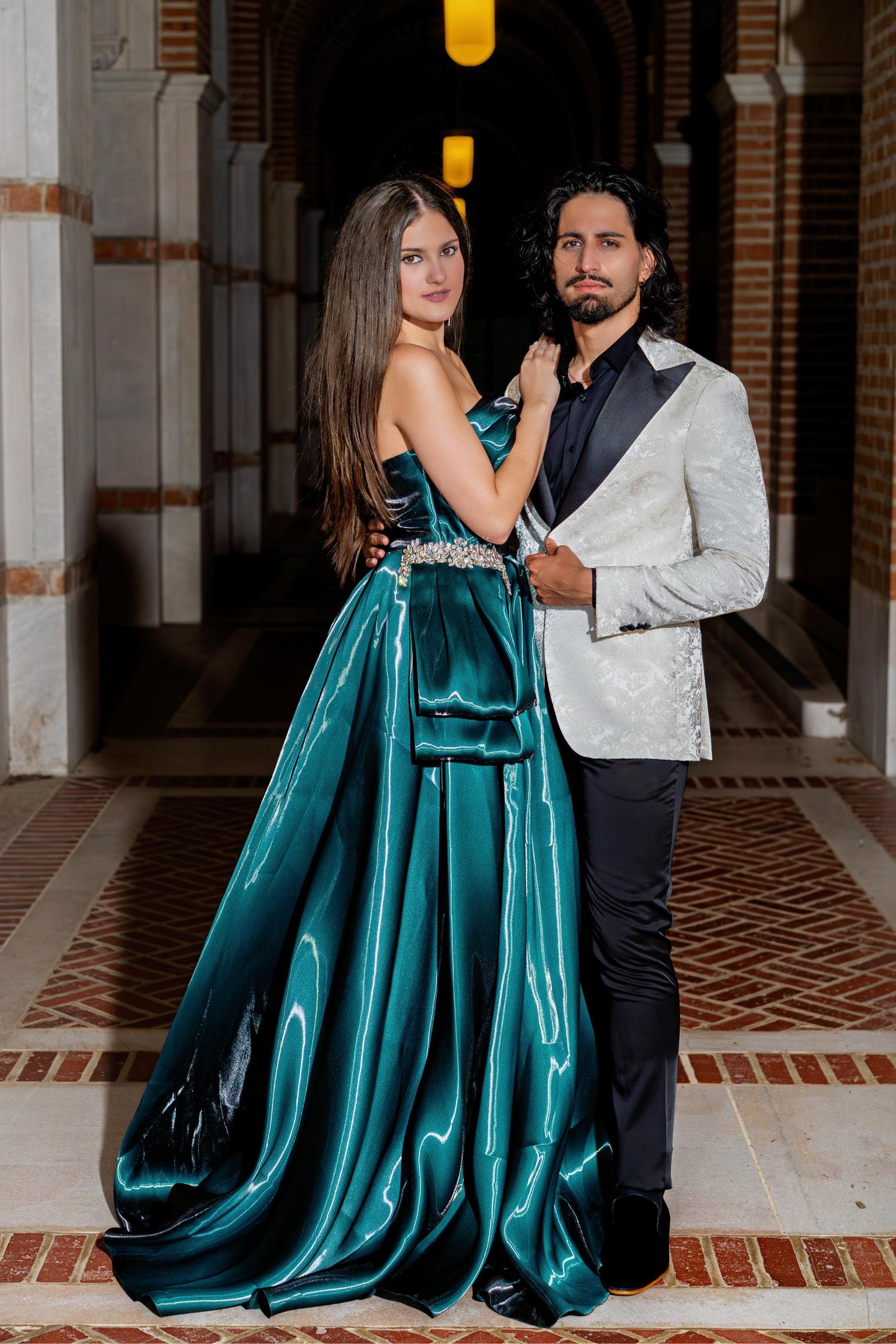 Elegant couple eveningwear styling