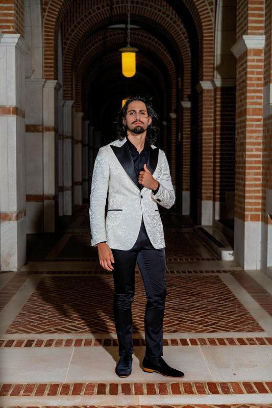 Elegant White Groom Reception Jacket