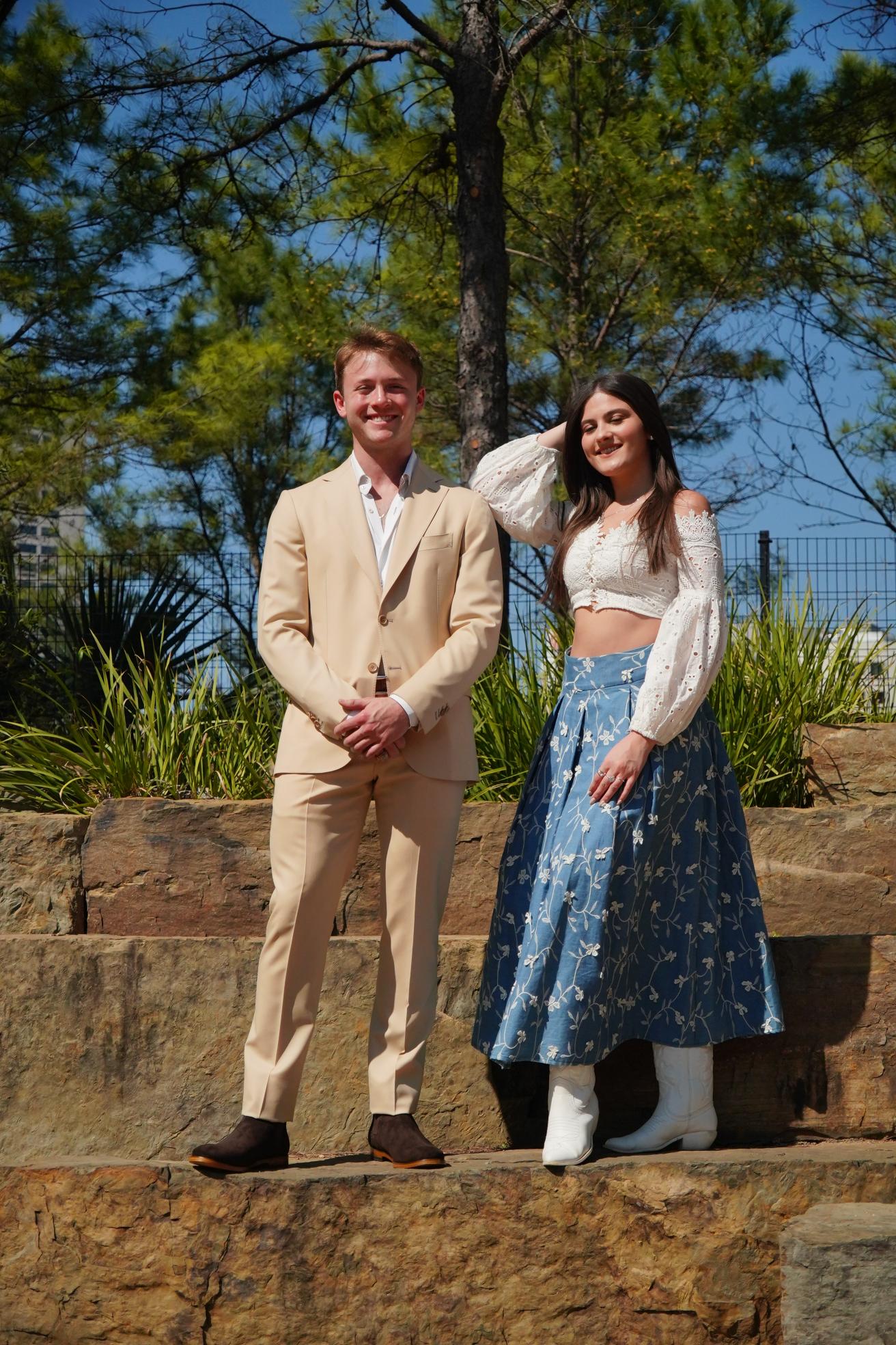 Blue Floral Embroidered Cultural Midi Dress Set