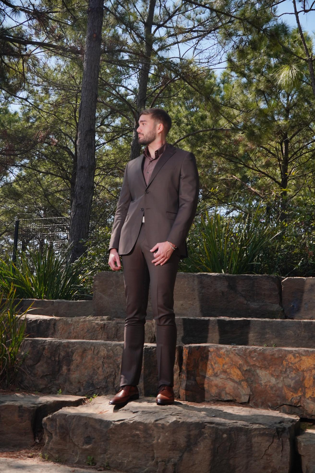 Chocolate Brown Slim Fit Business Suit for Men