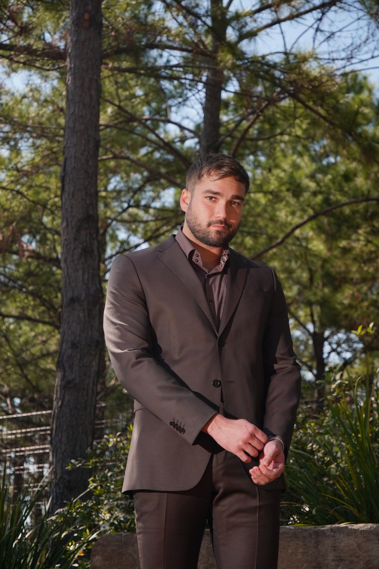 Chocolate Brown Slim Fit Business Suit for Men