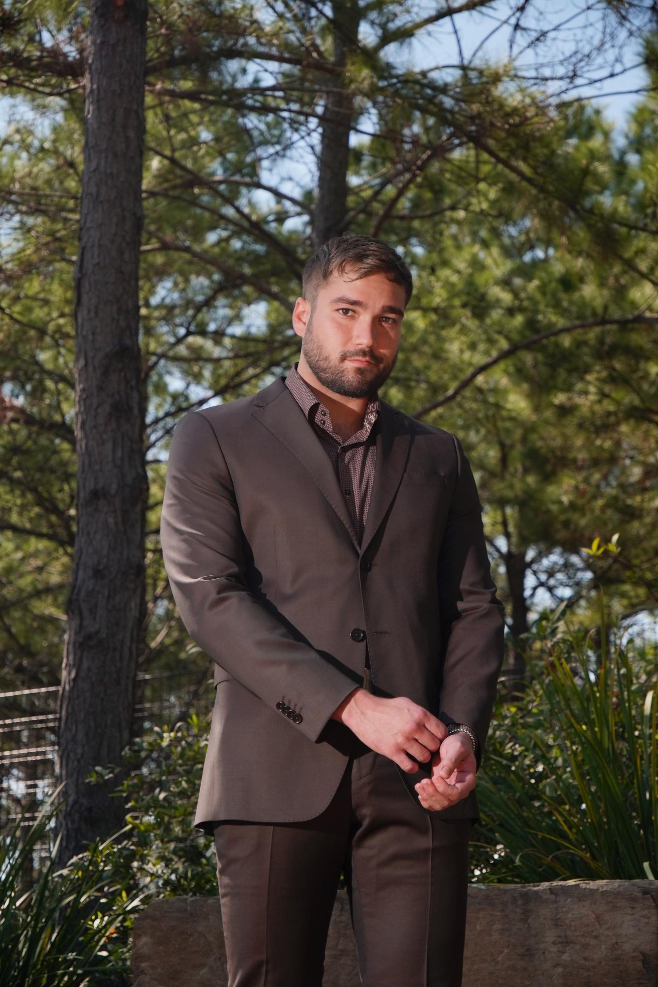 Chocolate Brown Slim Fit Business Suit for Men