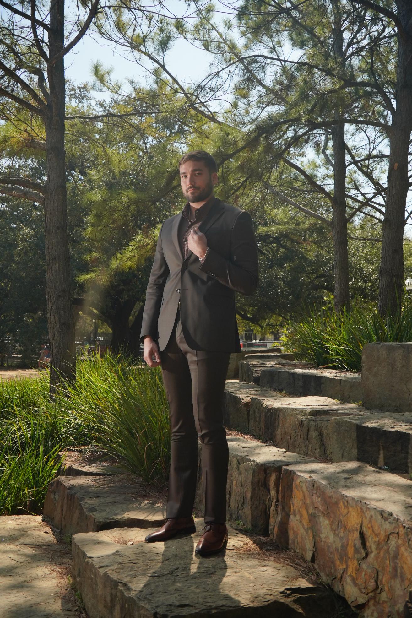 Chocolate Brown Slim Fit Business Suit for Men