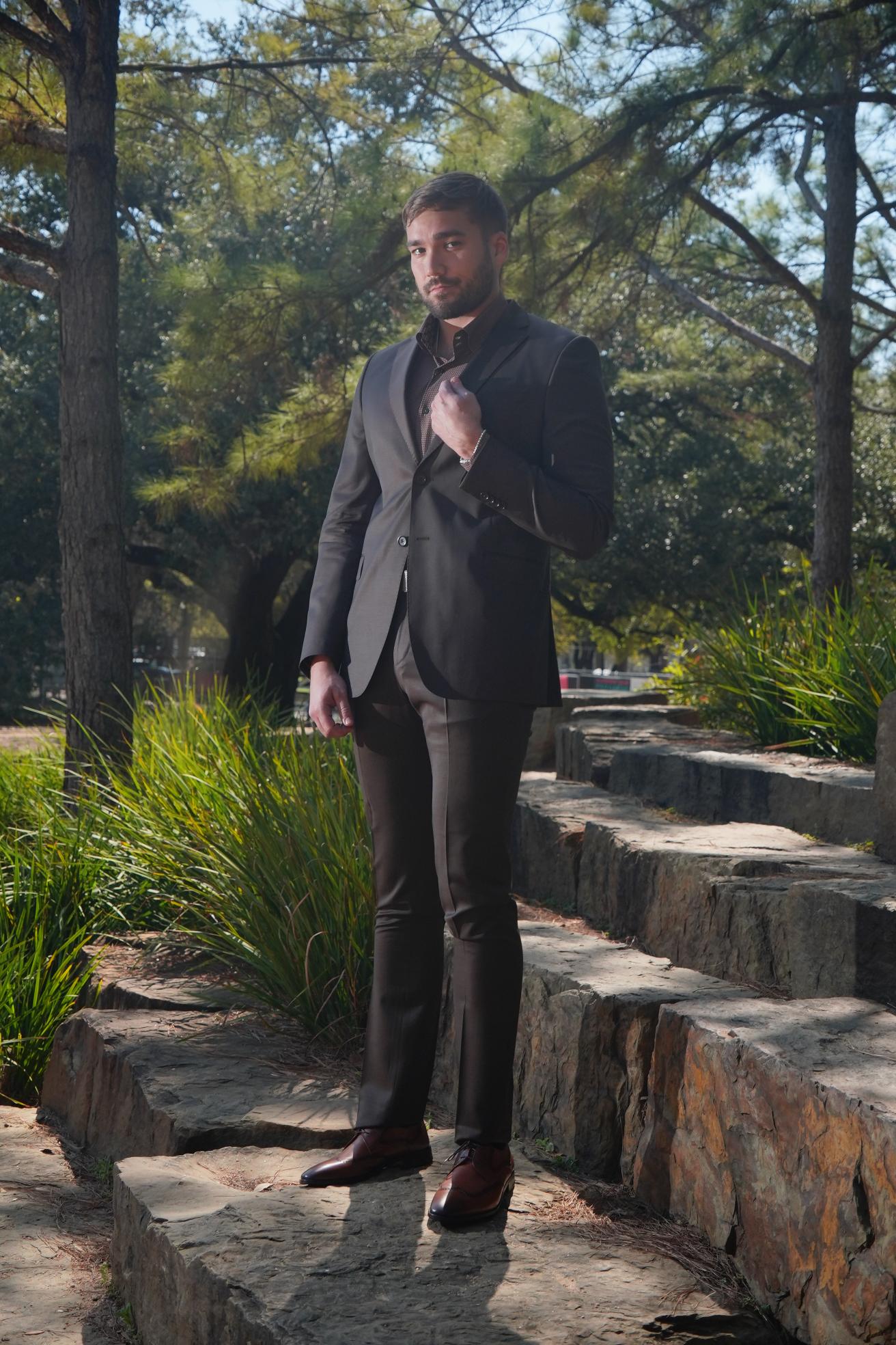 Chocolate Brown Slim Fit Business Suit for Men