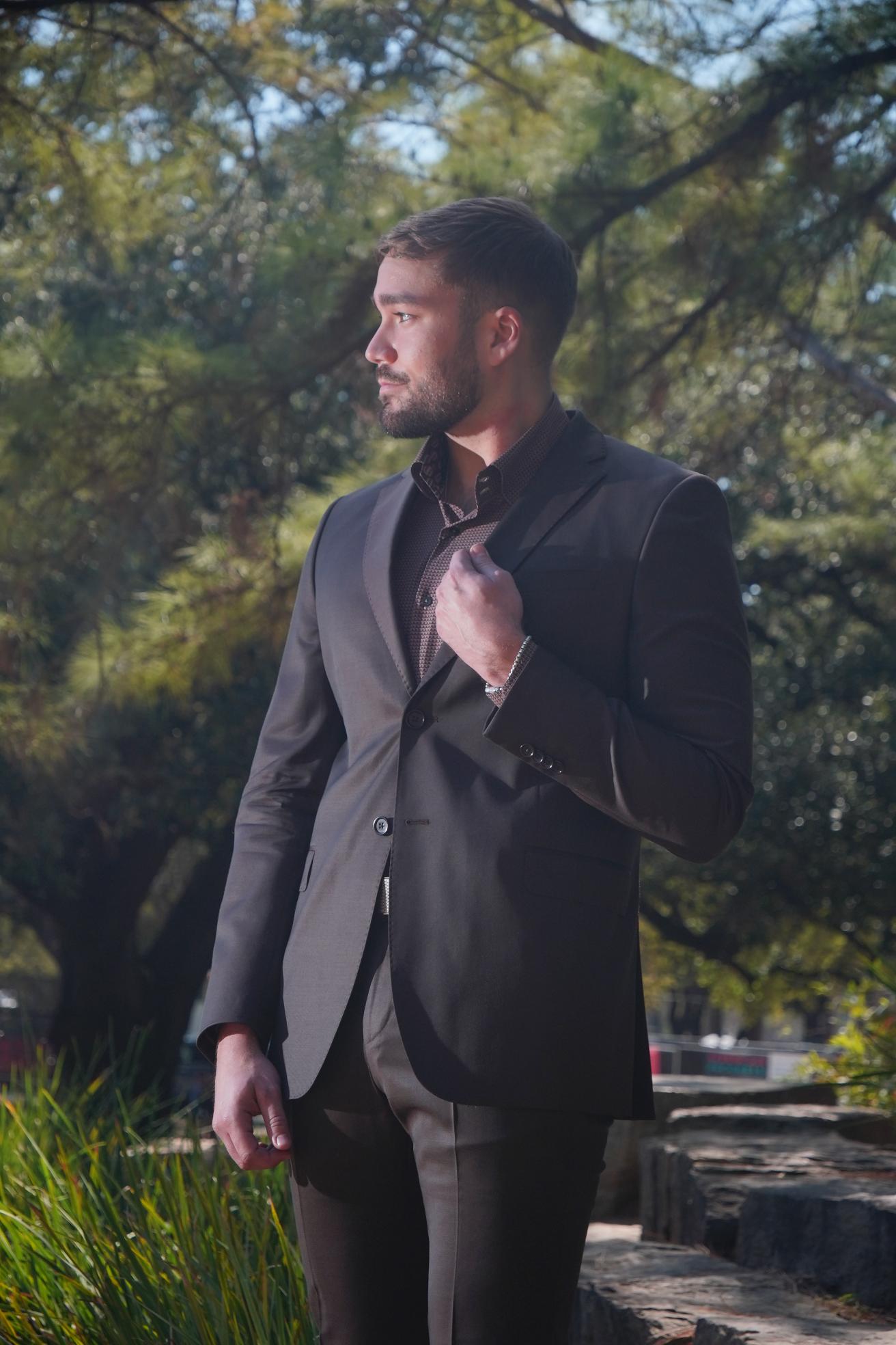 Chocolate Brown Slim Fit Business Suit for Men