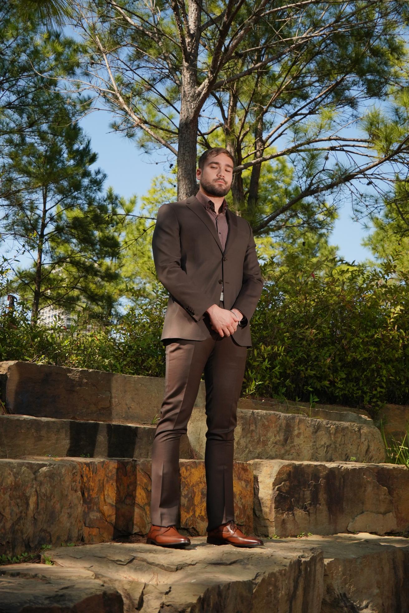 Chocolate Brown Slim Fit Business Suit for Men