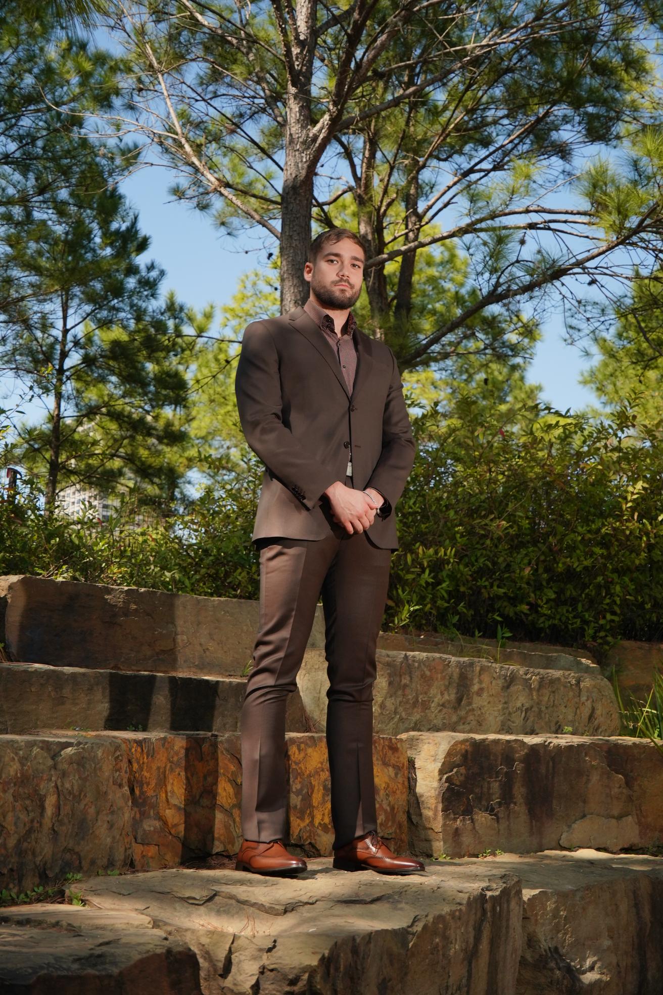 Chocolate Brown Slim Fit Business Suit for Men