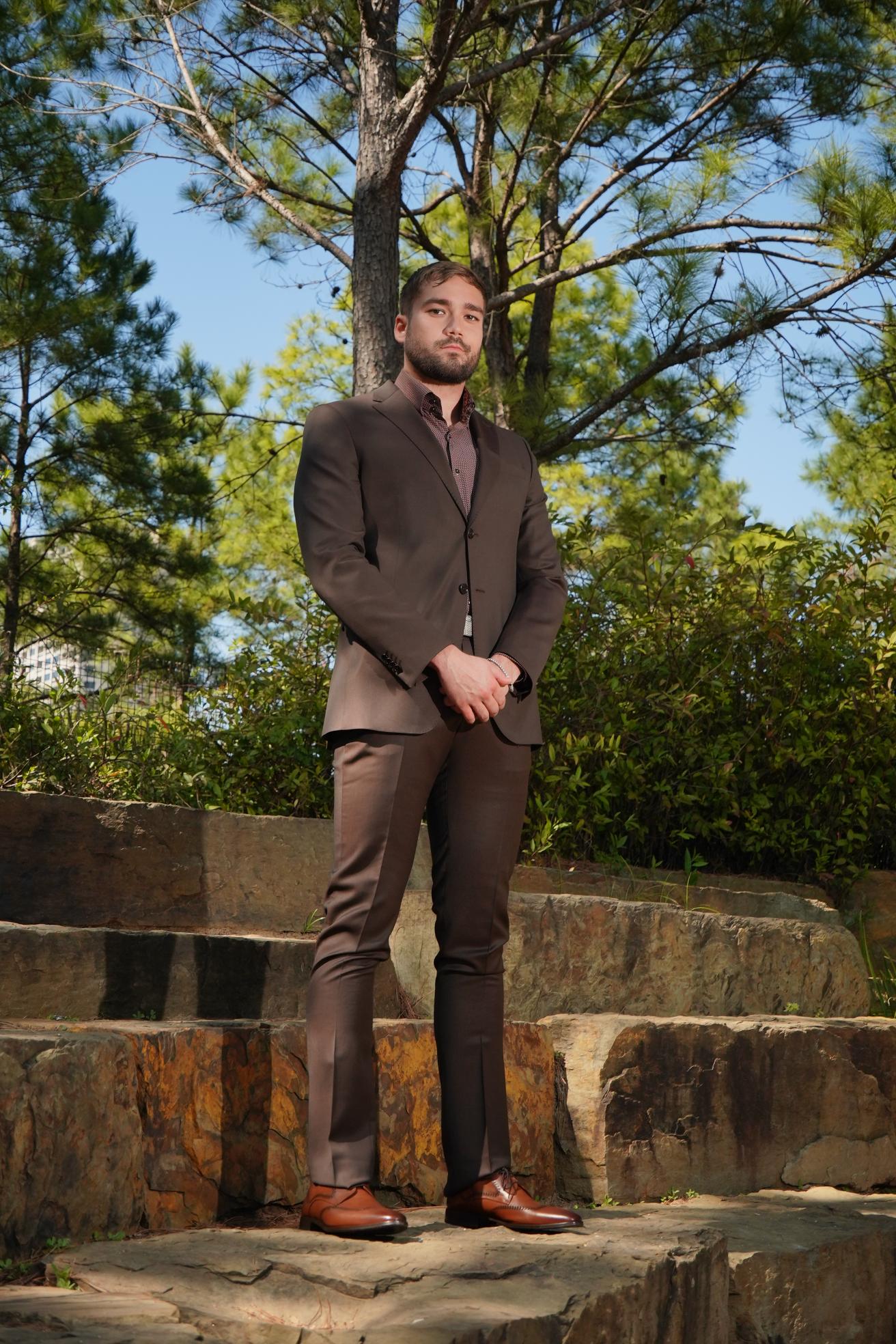 Chocolate Brown Slim Fit Business Suit for Men
