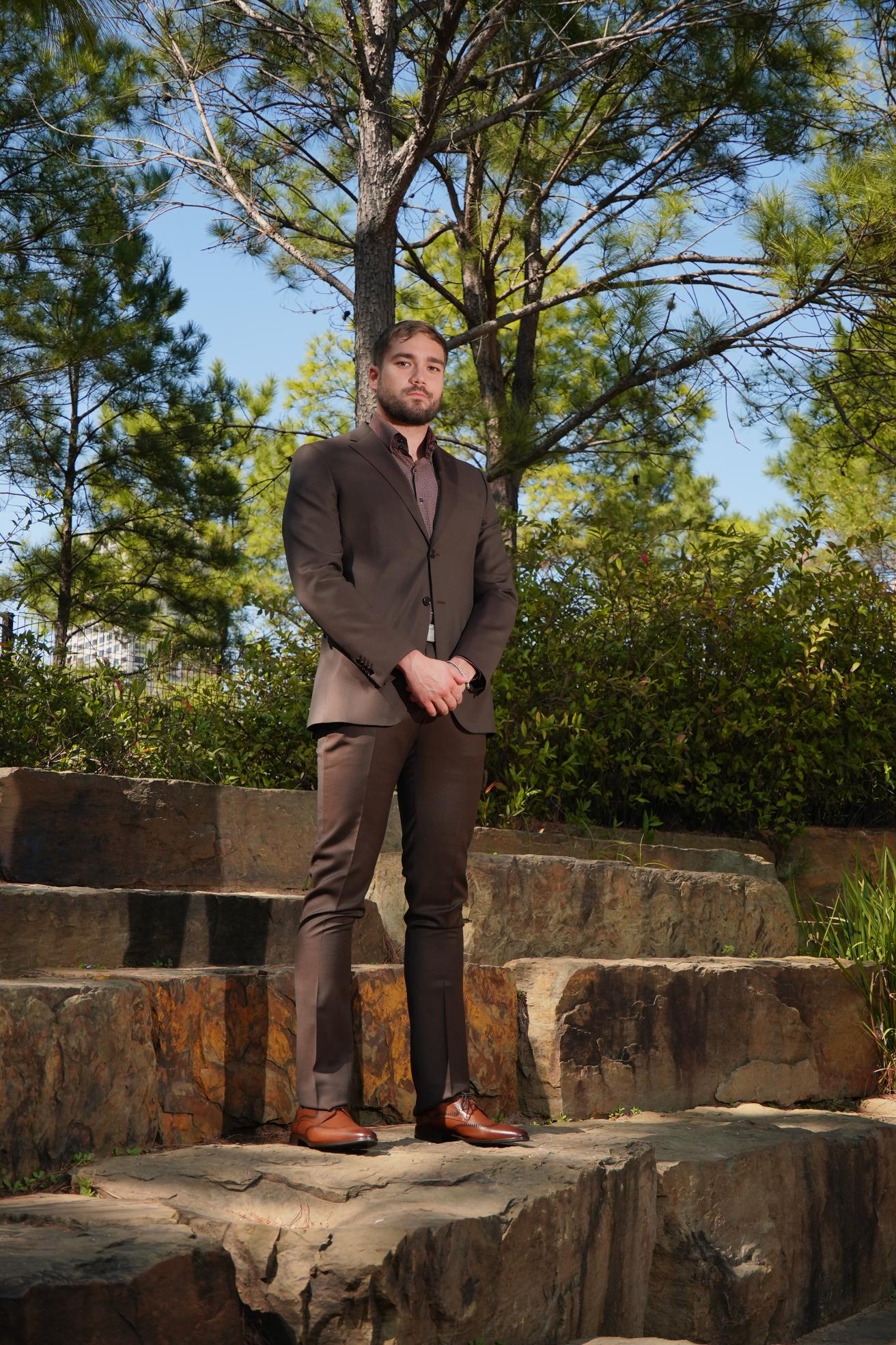 Chocolate Brown Slim Fit Business Suit for Men