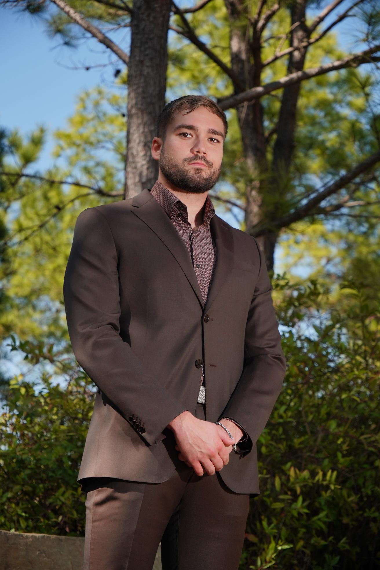 Chocolate Brown Slim Fit Business Suit for Men