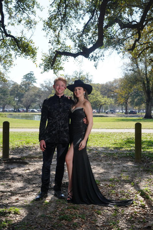 Elegant Black Strapless Evening Dress