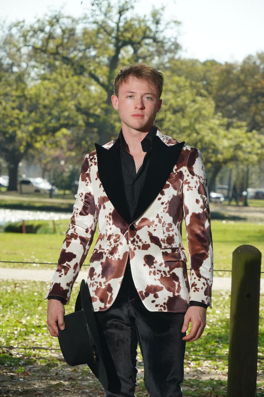 Western Luxe Cow Print Statement Blazer Set
